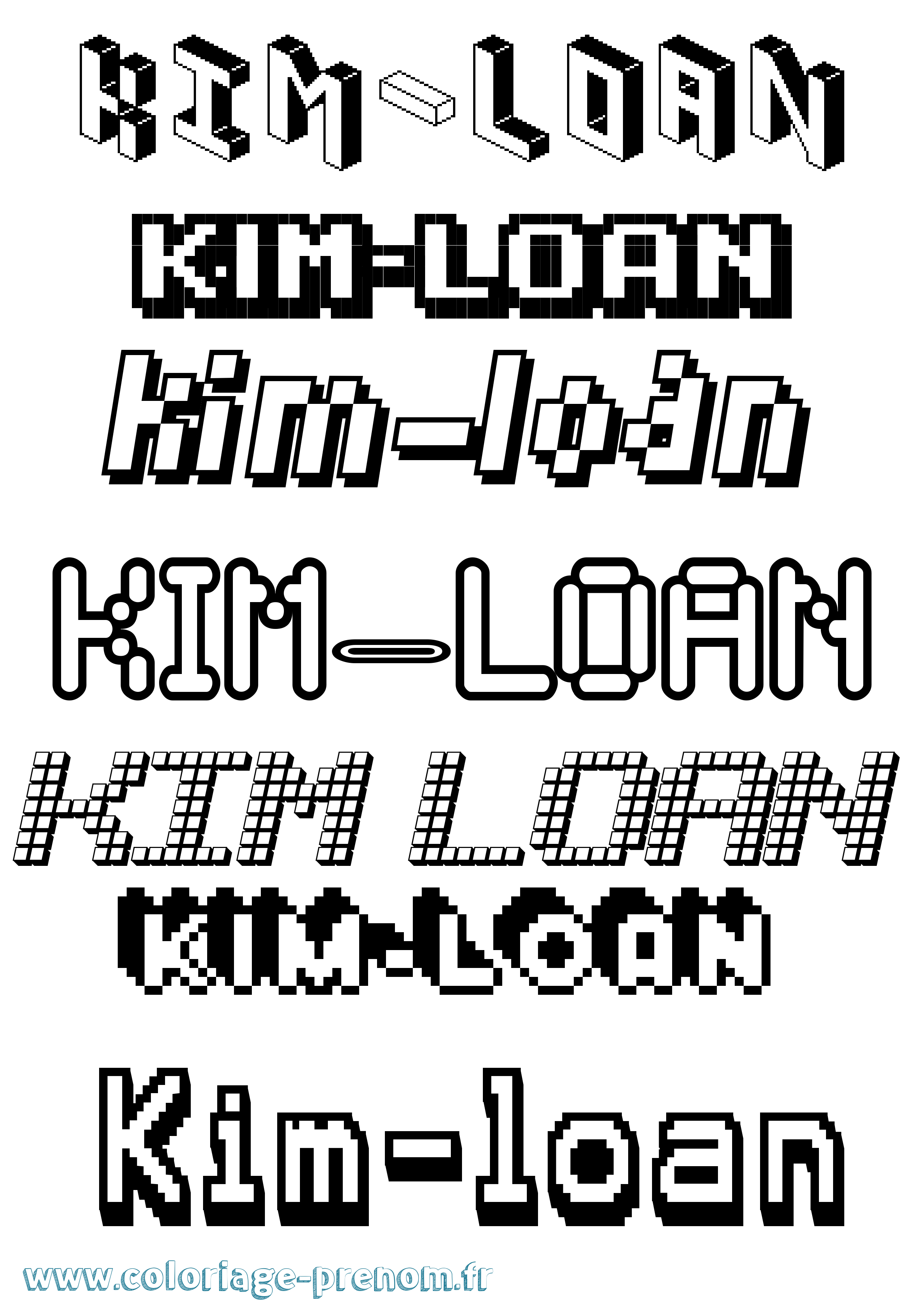 Coloriage prénom Kim-Loan Pixel