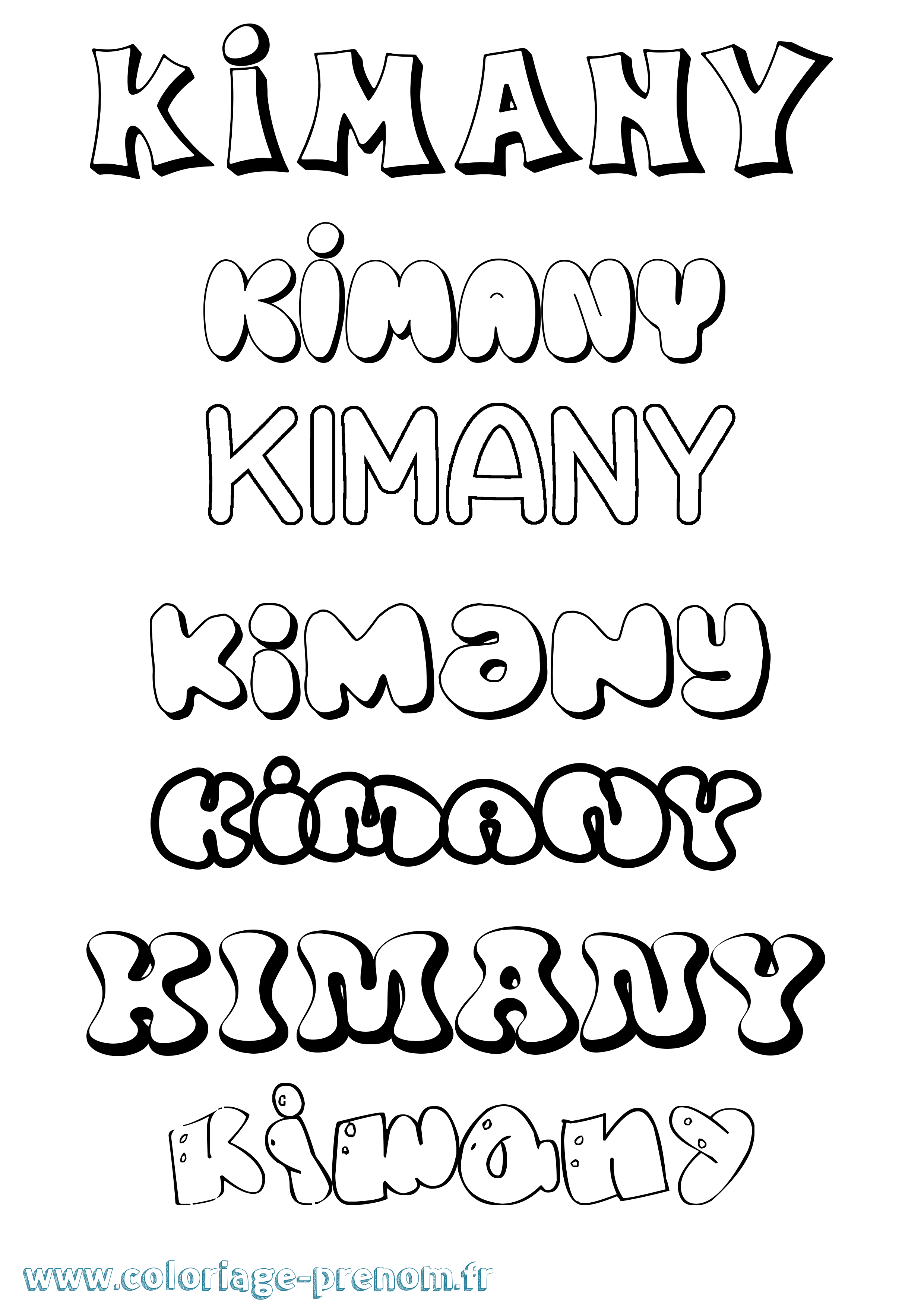 Coloriage prénom Kimany Bubble