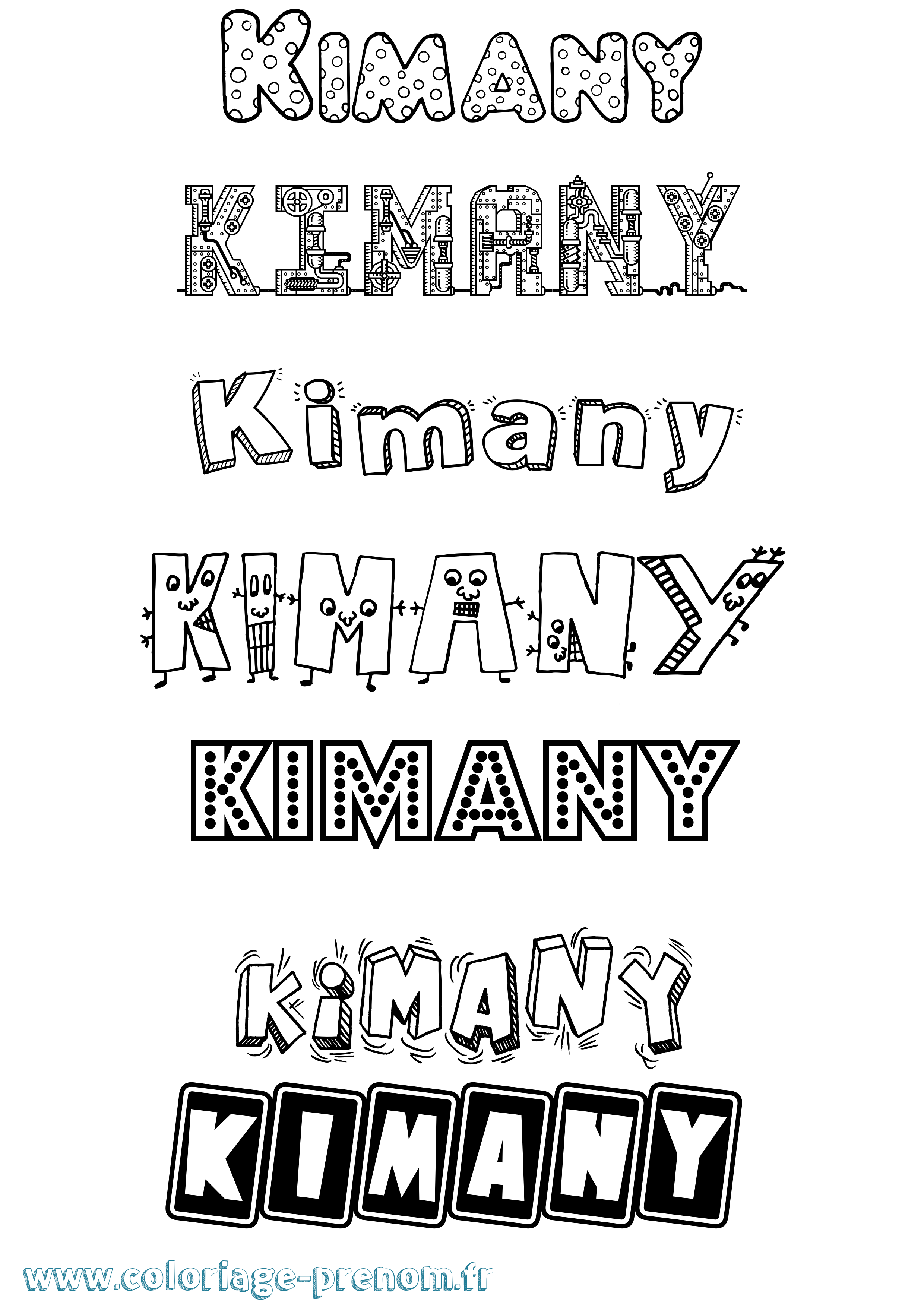 Coloriage prénom Kimany Fun