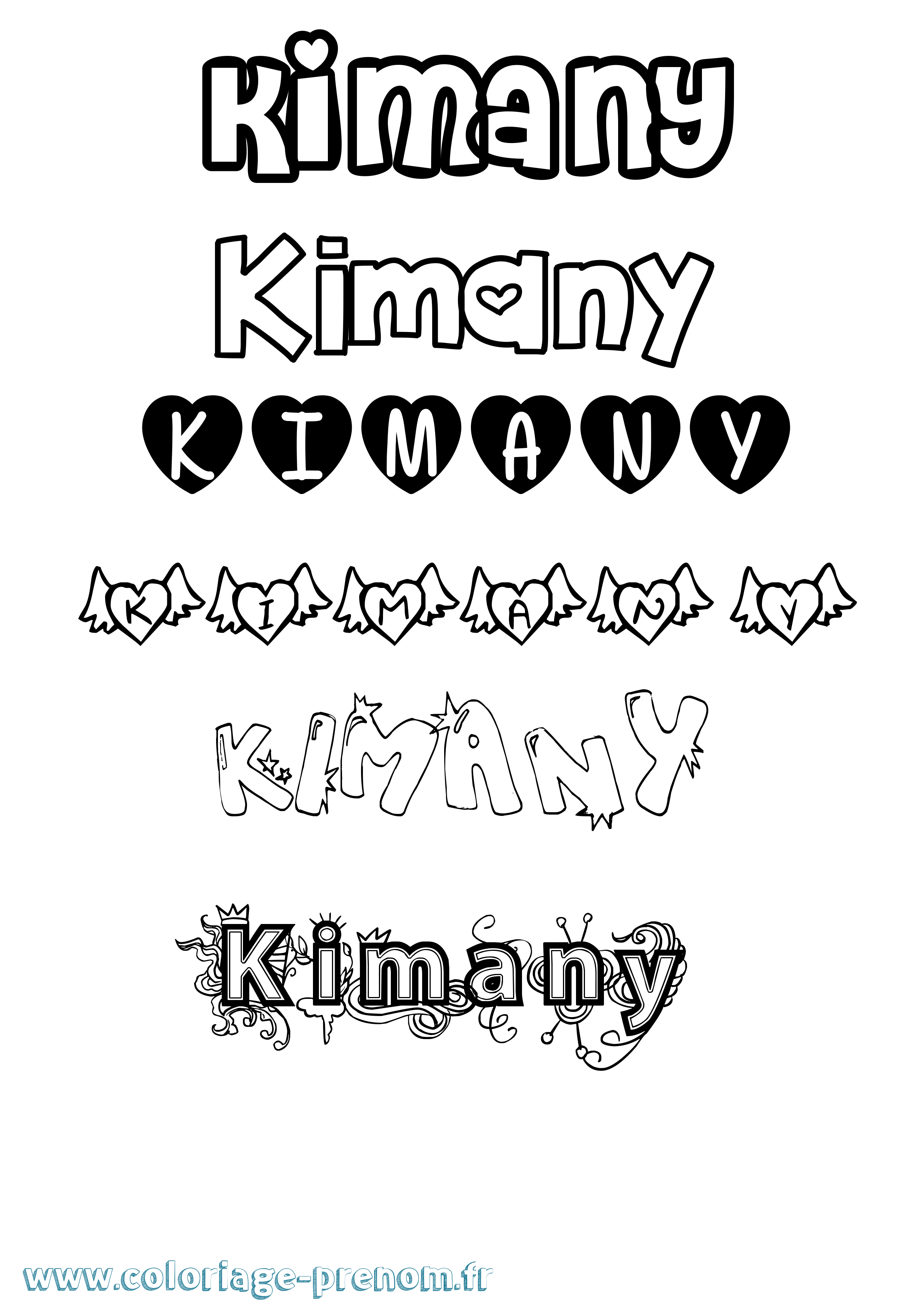 Coloriage prénom Kimany Girly