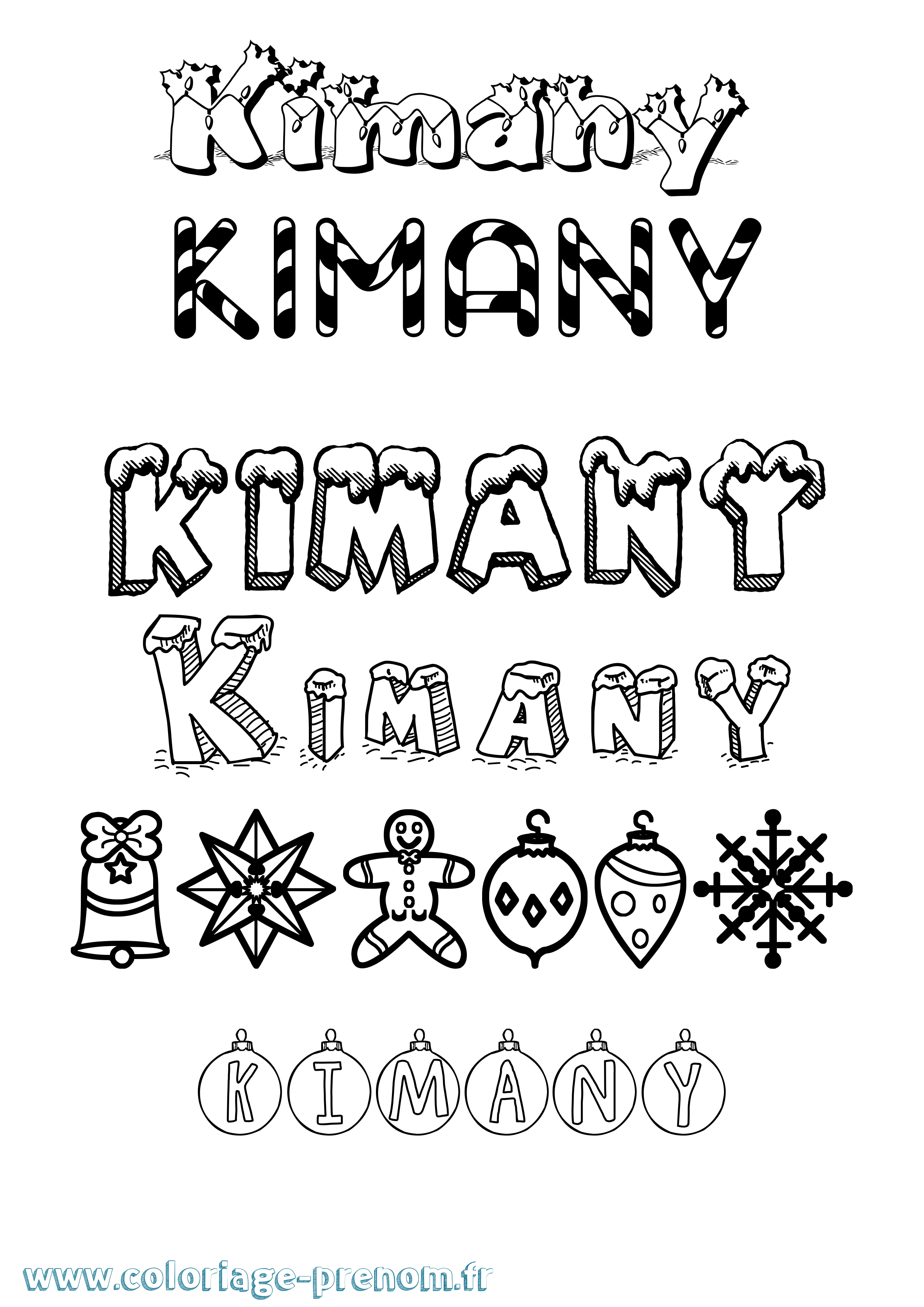 Coloriage prénom Kimany Noël