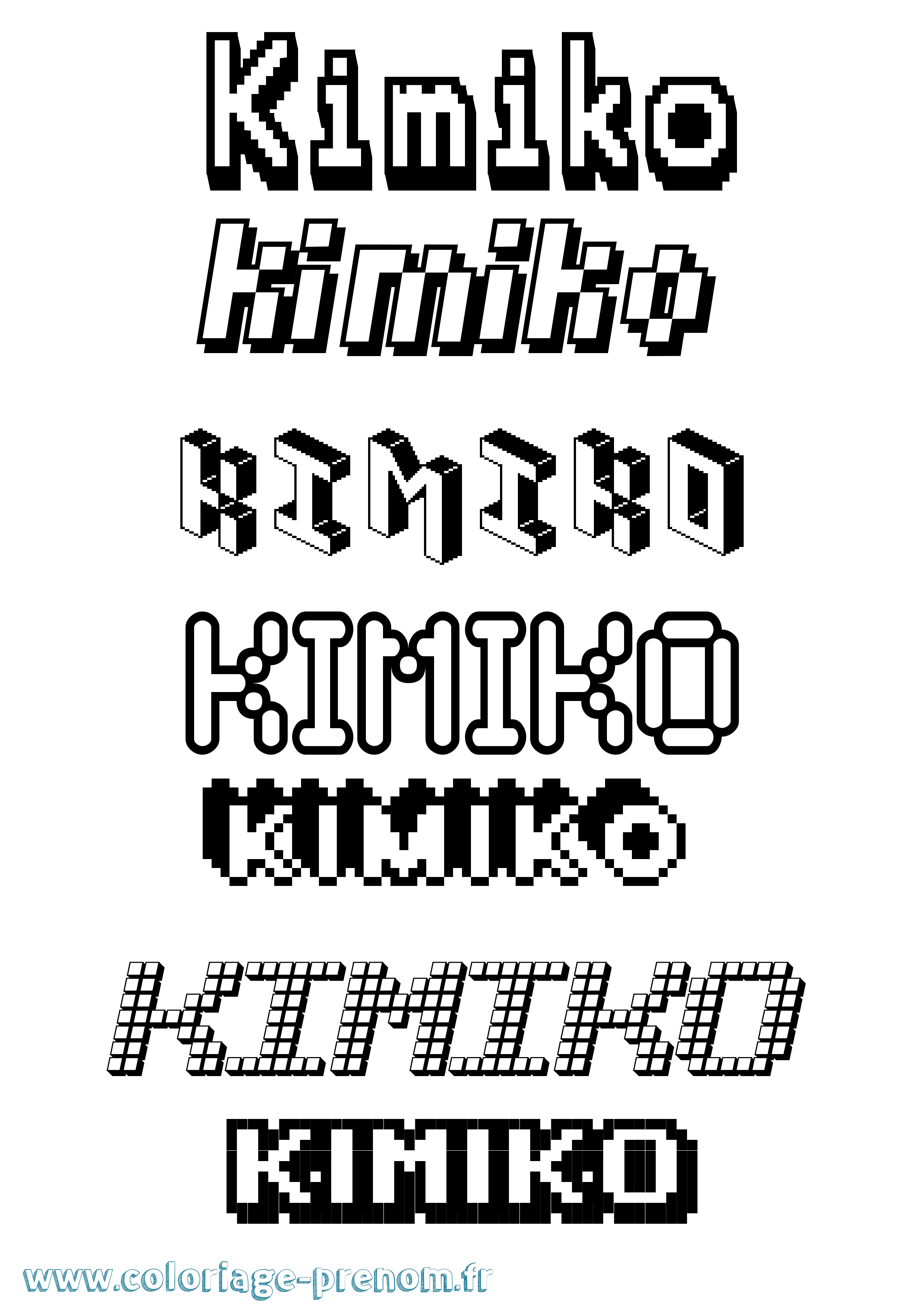 Coloriage prénom Kimiko Pixel