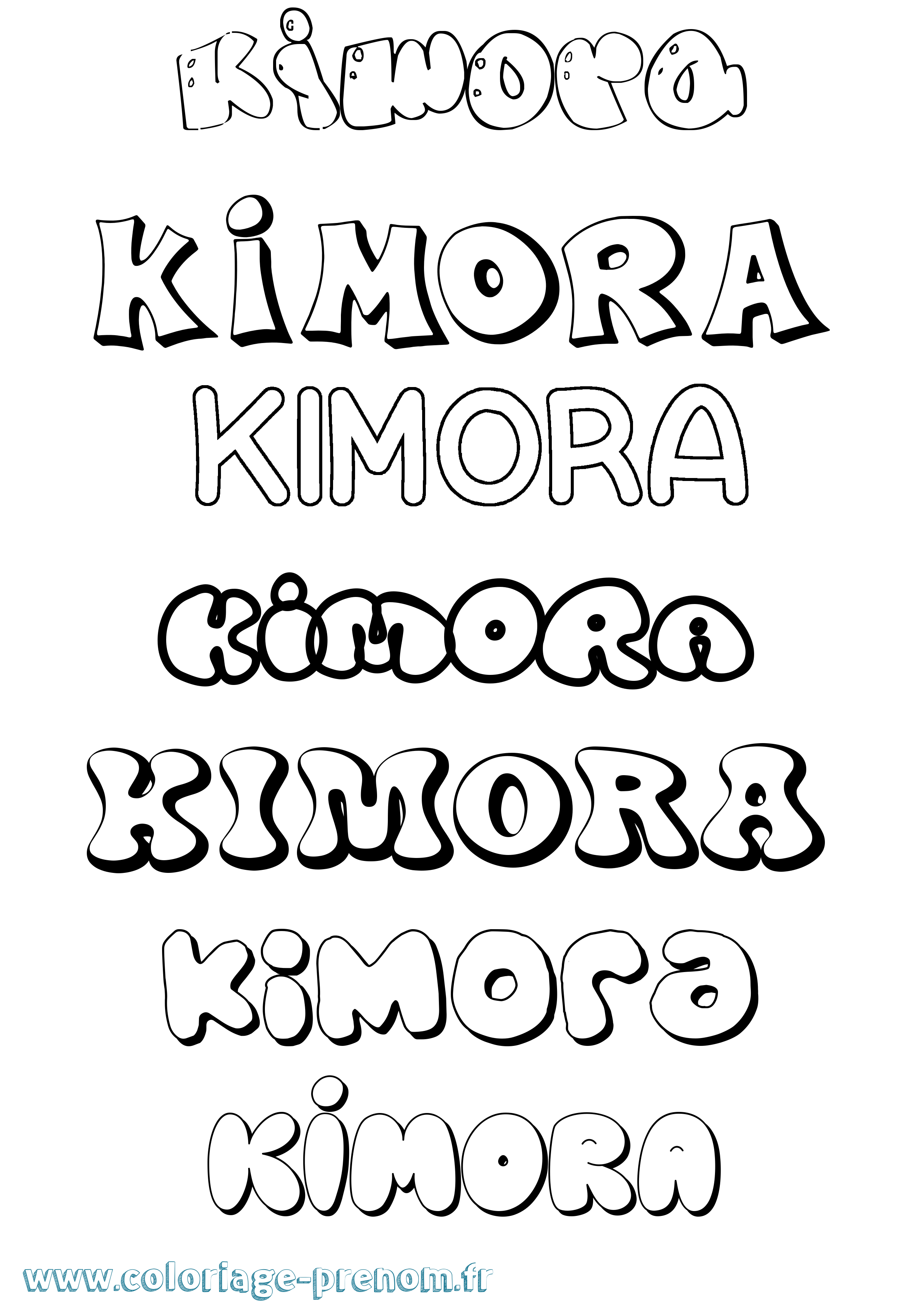 Coloriage prénom Kimora Bubble