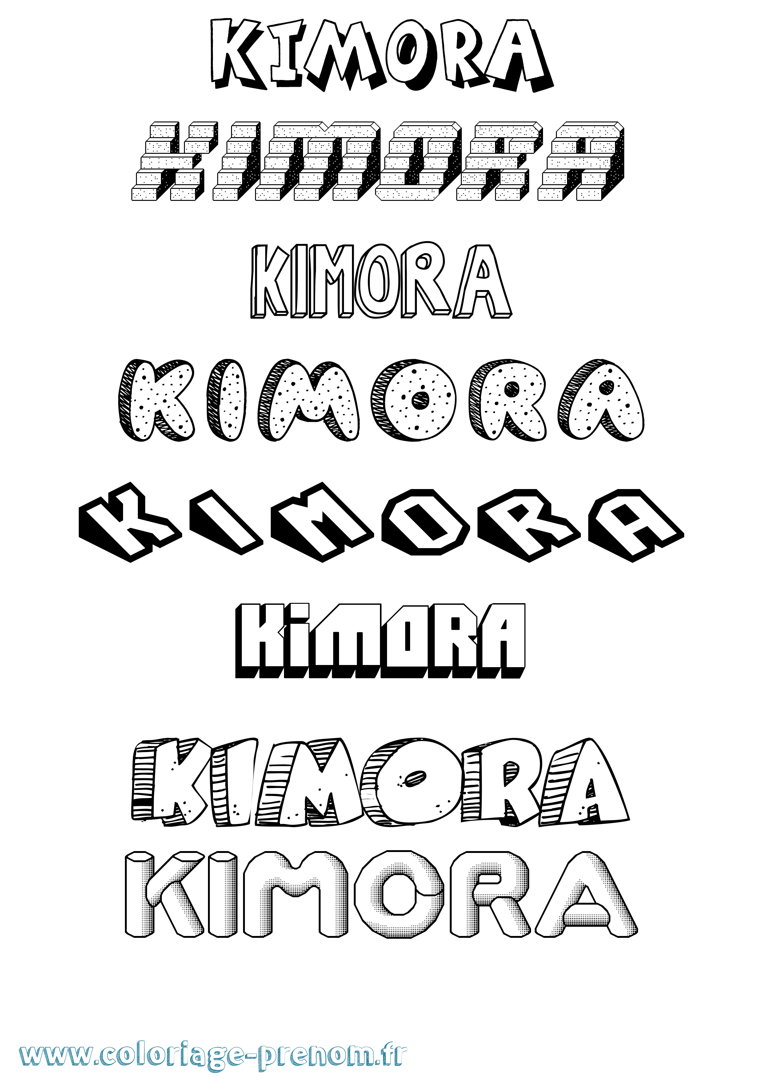 Coloriage prénom Kimora Effet 3D
