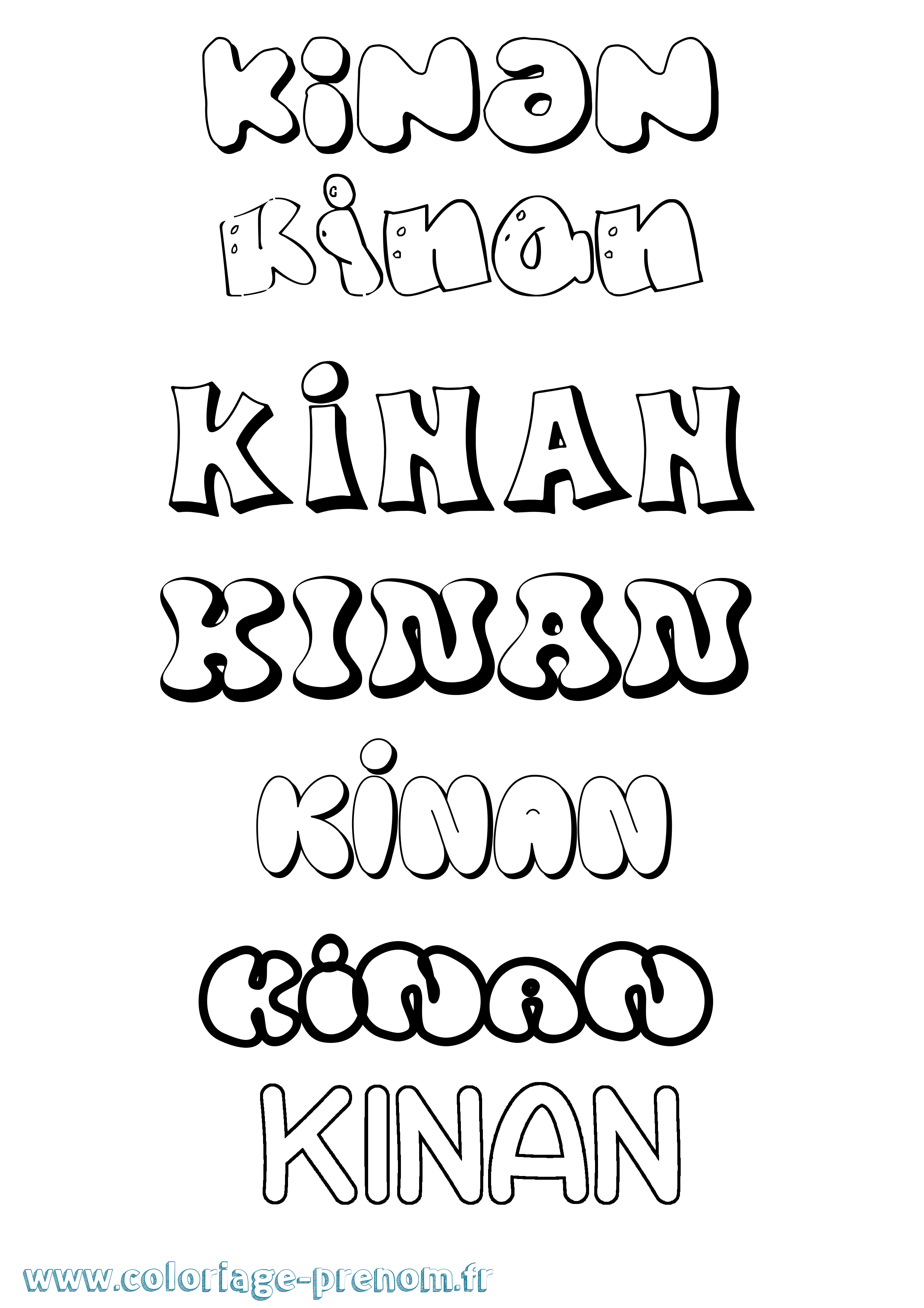 Coloriage prénom Kinan Bubble