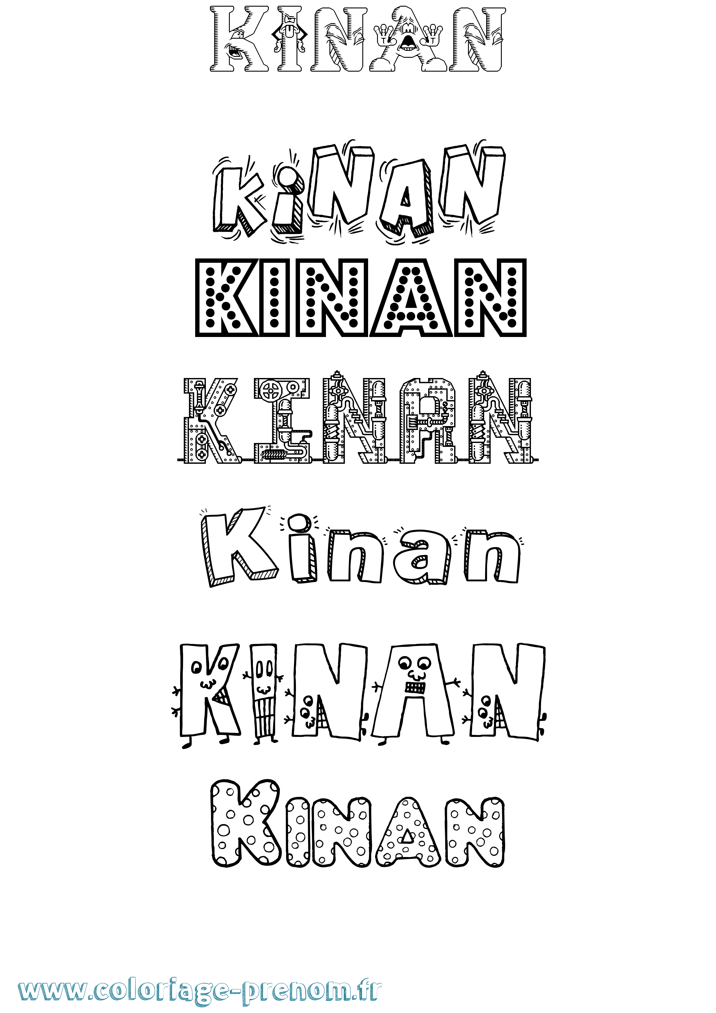 Coloriage prénom Kinan Fun