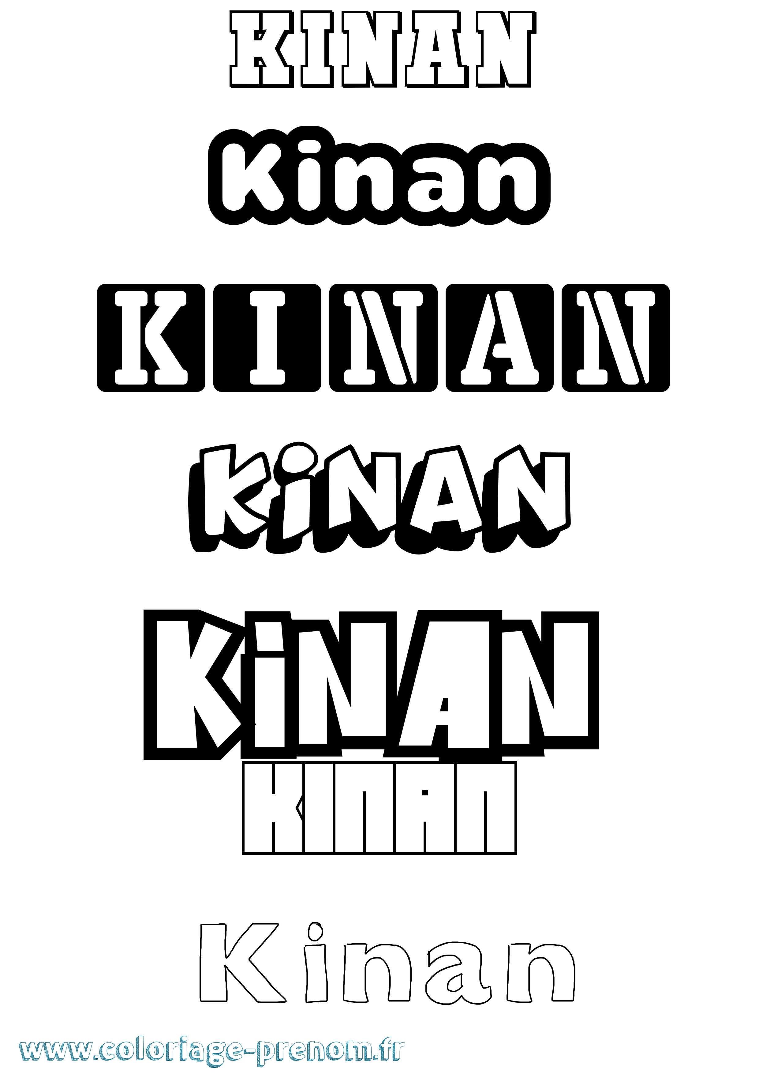 Coloriage prénom Kinan Simple