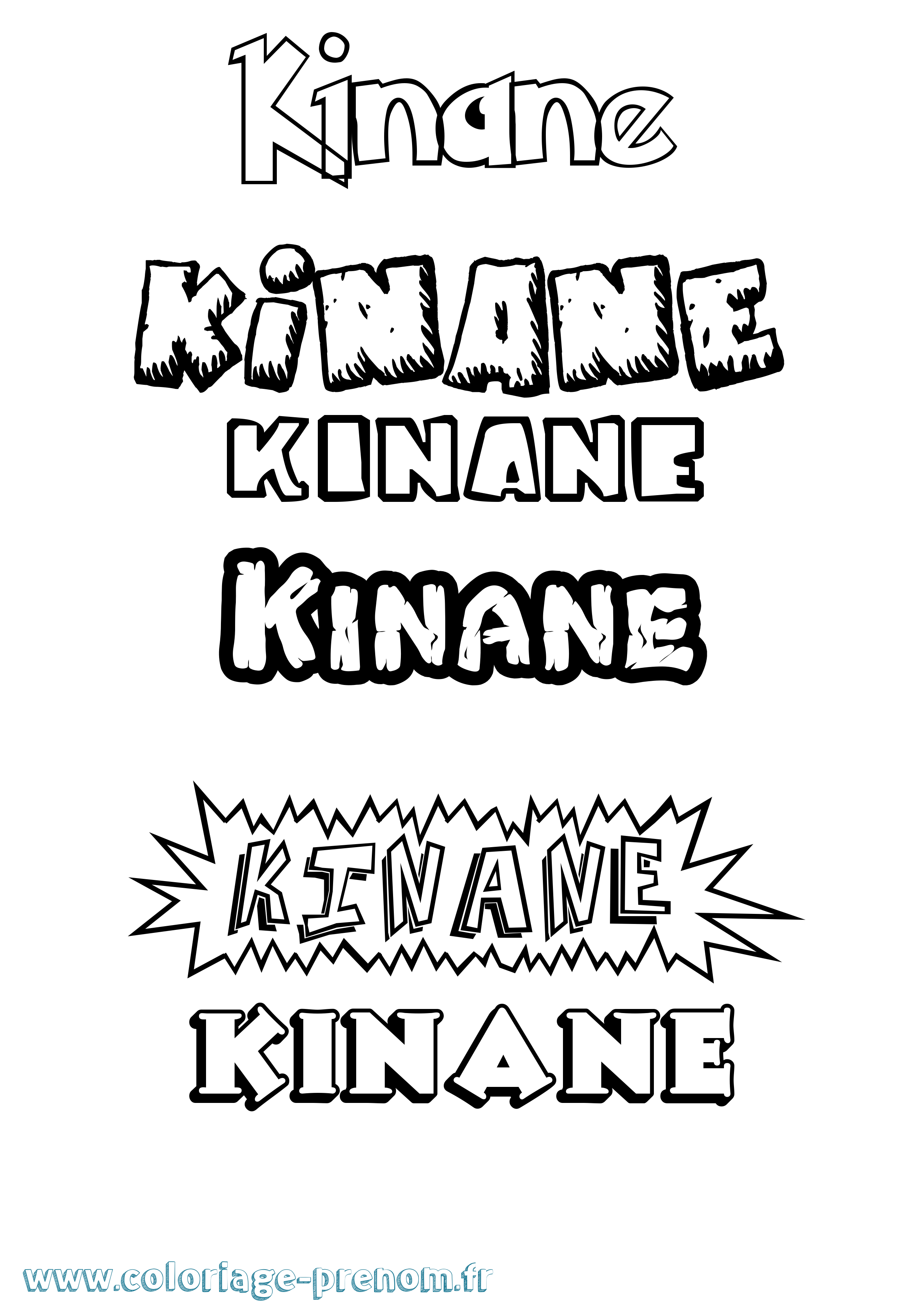 Coloriage prénom Kinane Dessin Animé