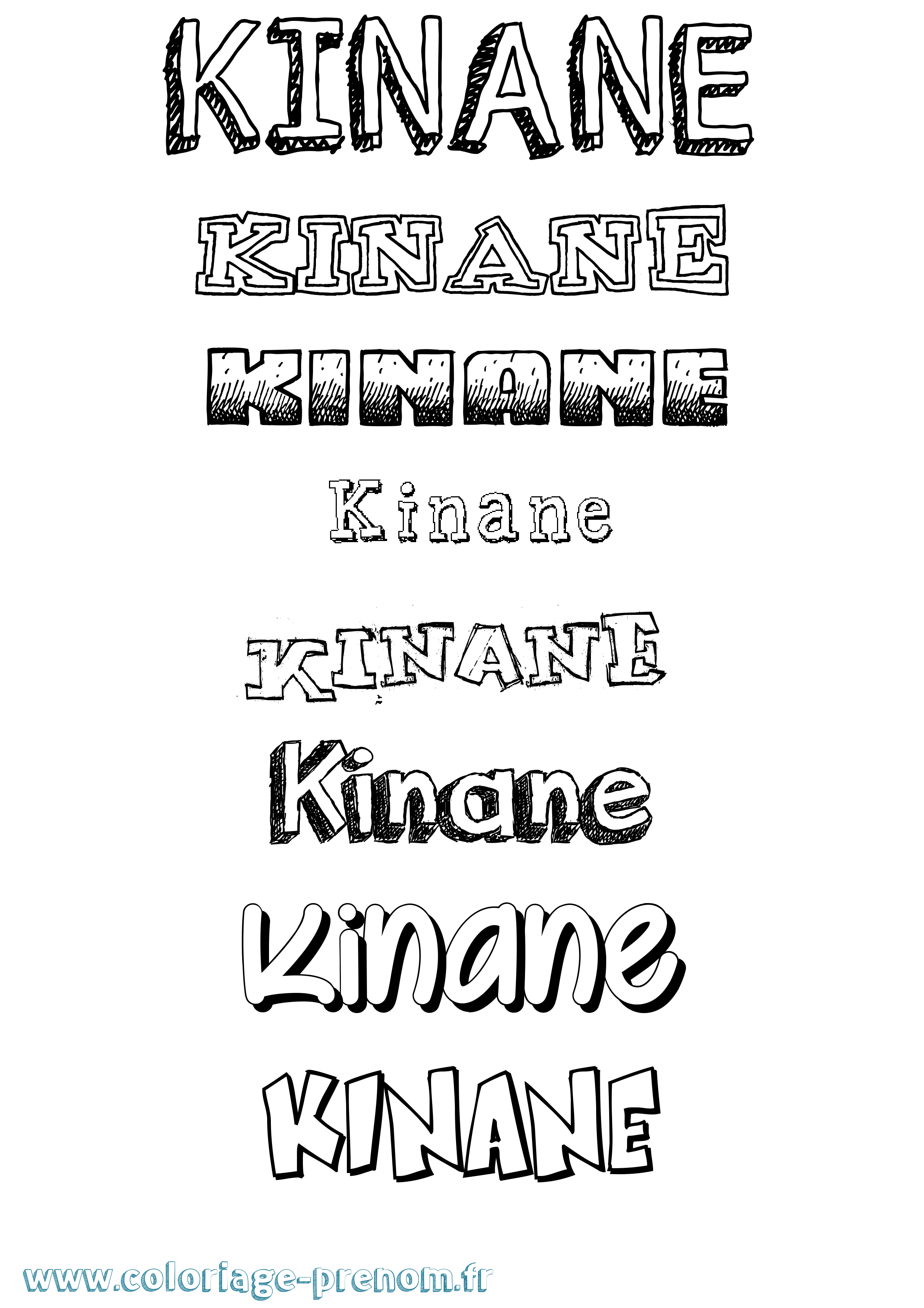 Coloriage prénom Kinane Dessiné