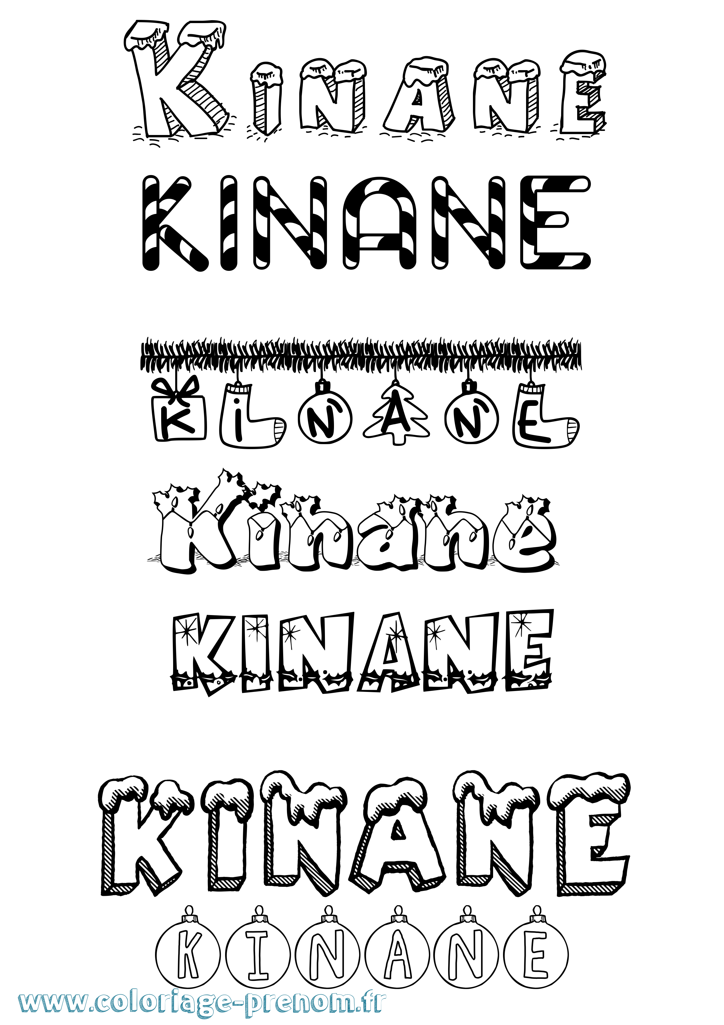 Coloriage prénom Kinane Noël