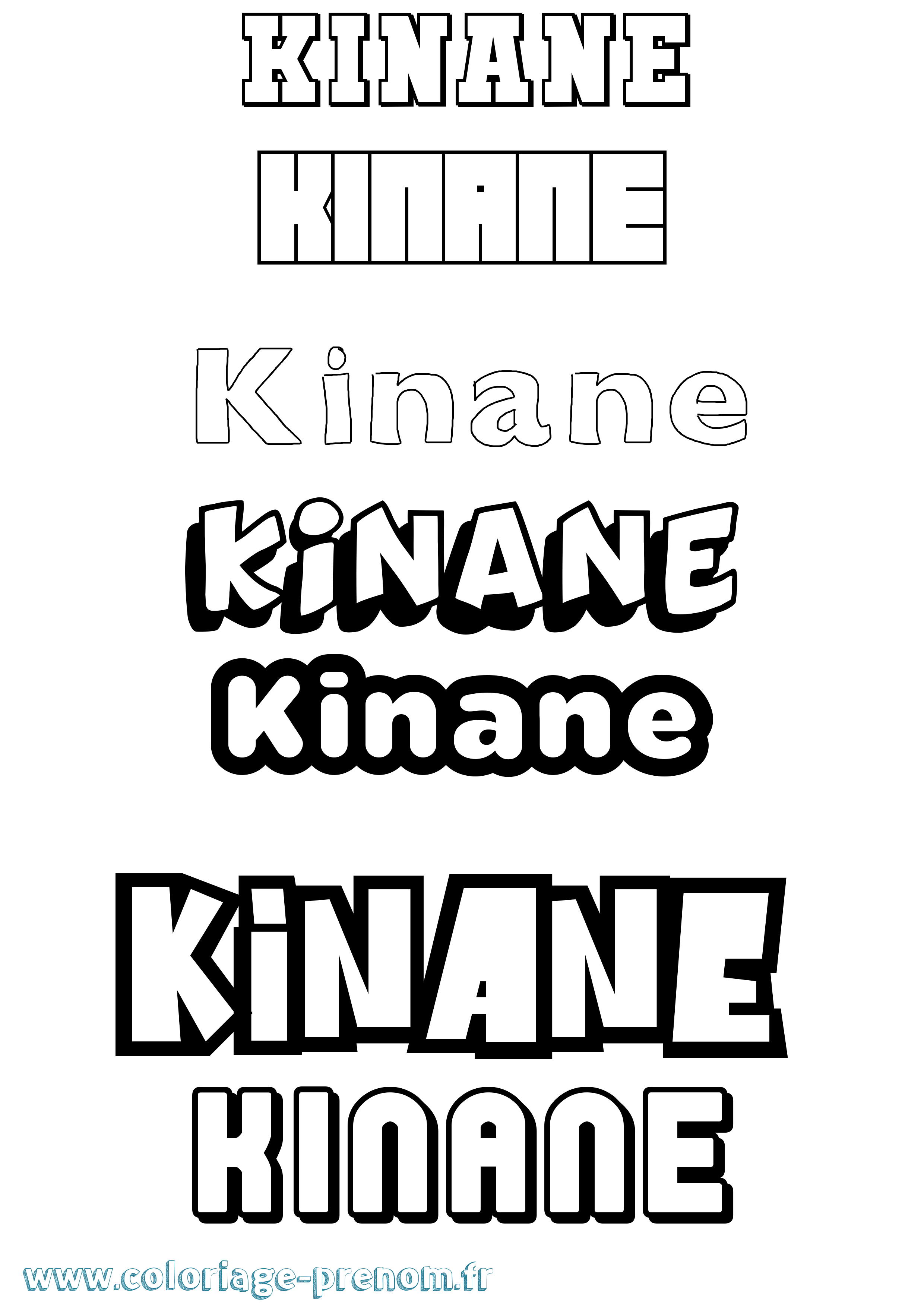 Coloriage prénom Kinane Simple