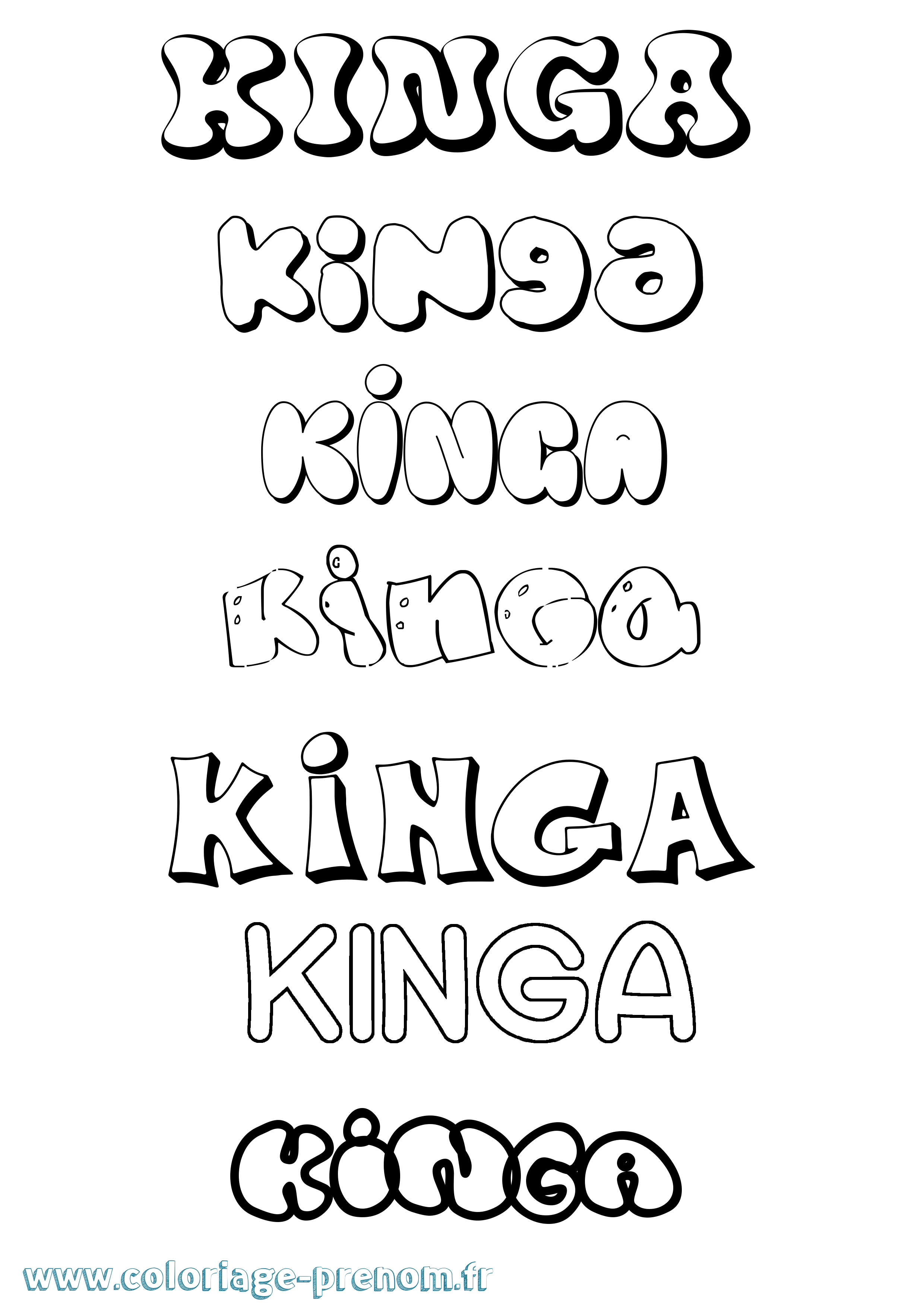 Coloriage Kinga Bubble Coloriage prénom Kinga Bubble