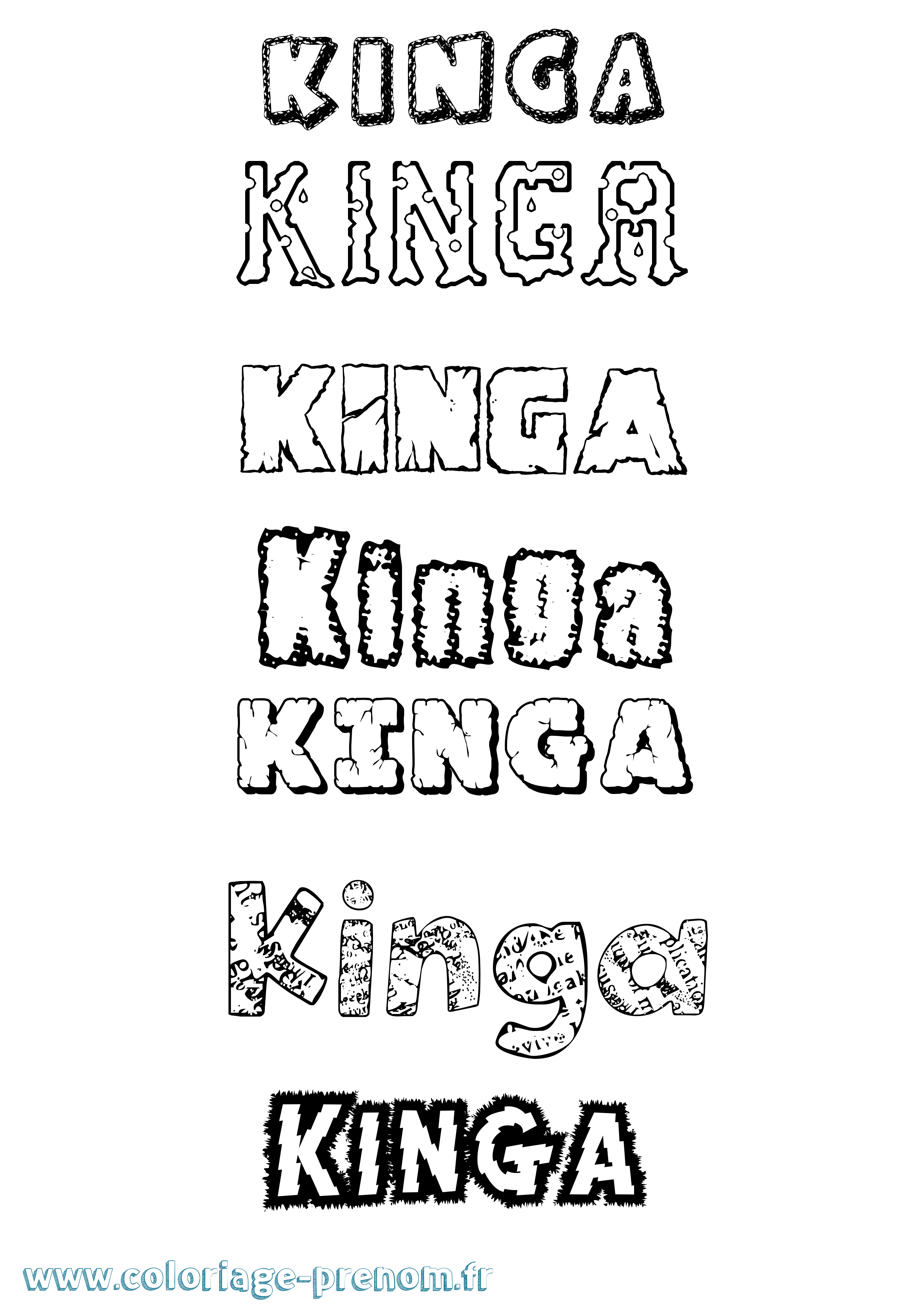 Coloriage Kinga Destructuré Coloriage prénom Kinga Destructuré