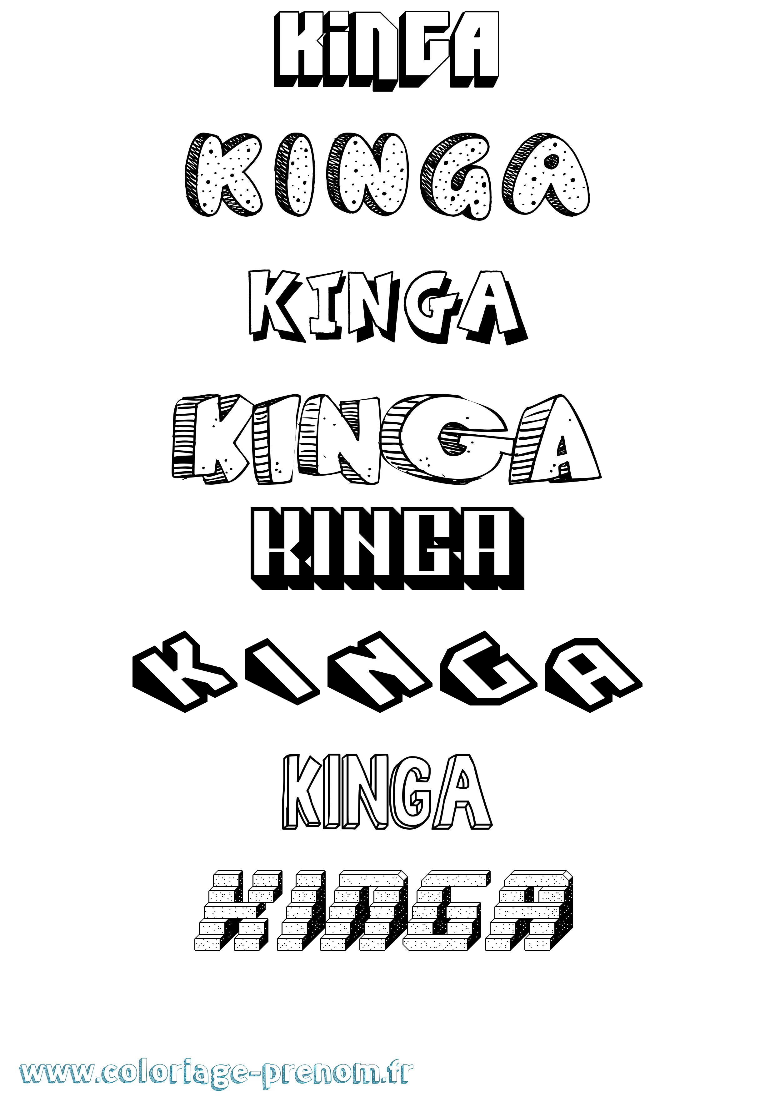 Coloriage Kinga Effet 3D Coloriage prénom Kinga Effet 3D