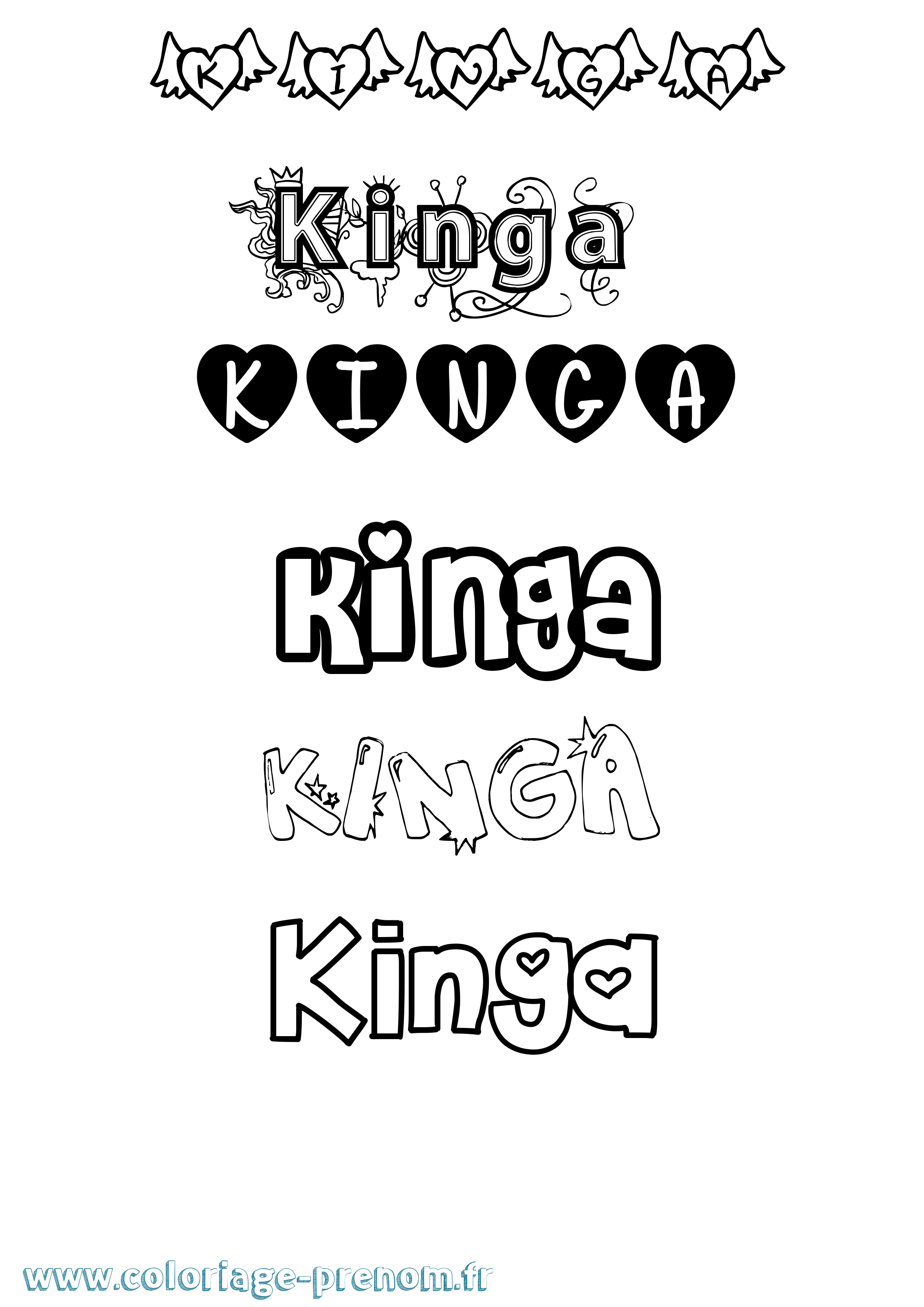 Coloriage Kinga Girly Coloriage prénom Kinga Girly