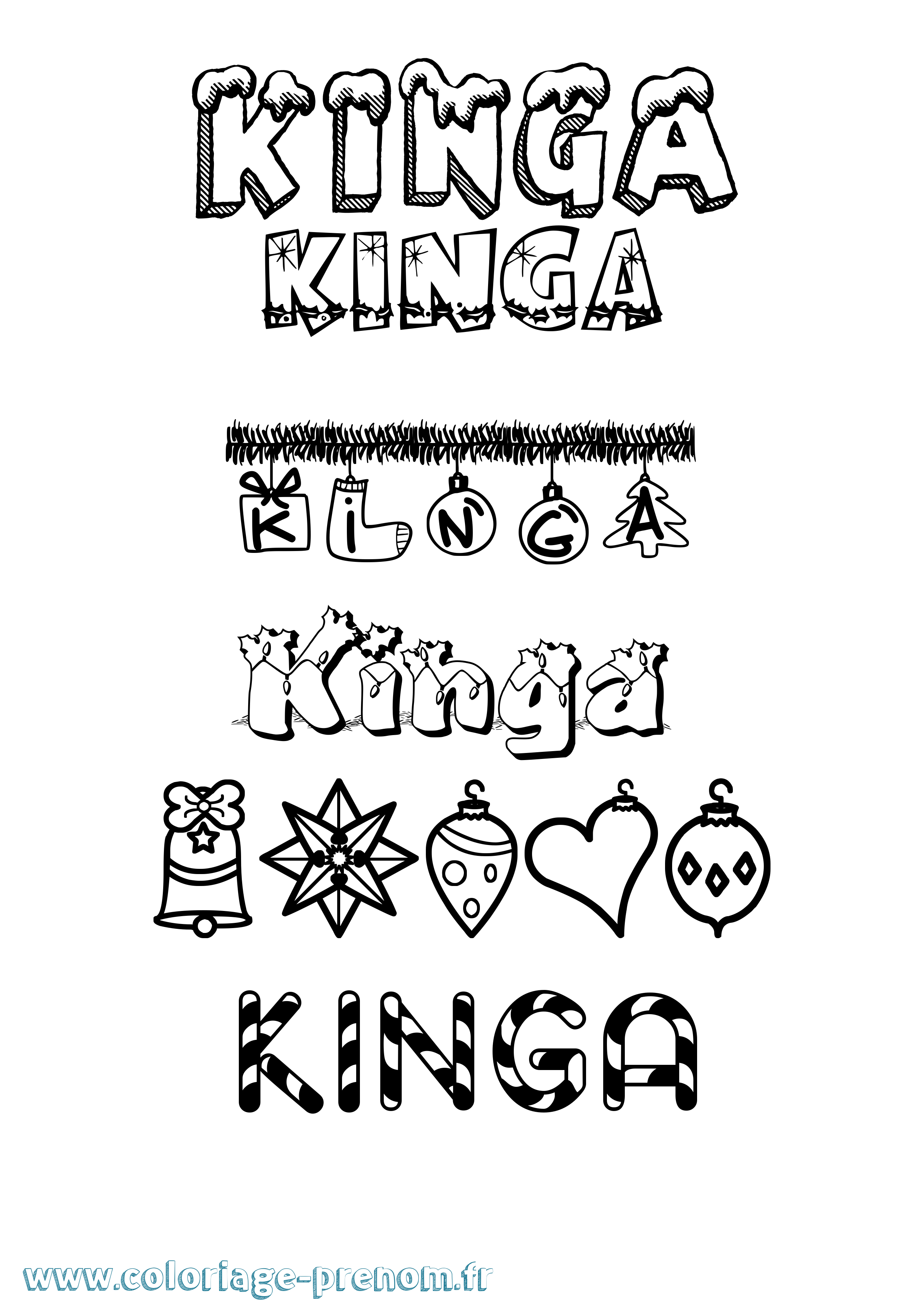 Coloriage Kinga Noël Coloriage prénom Kinga Noël