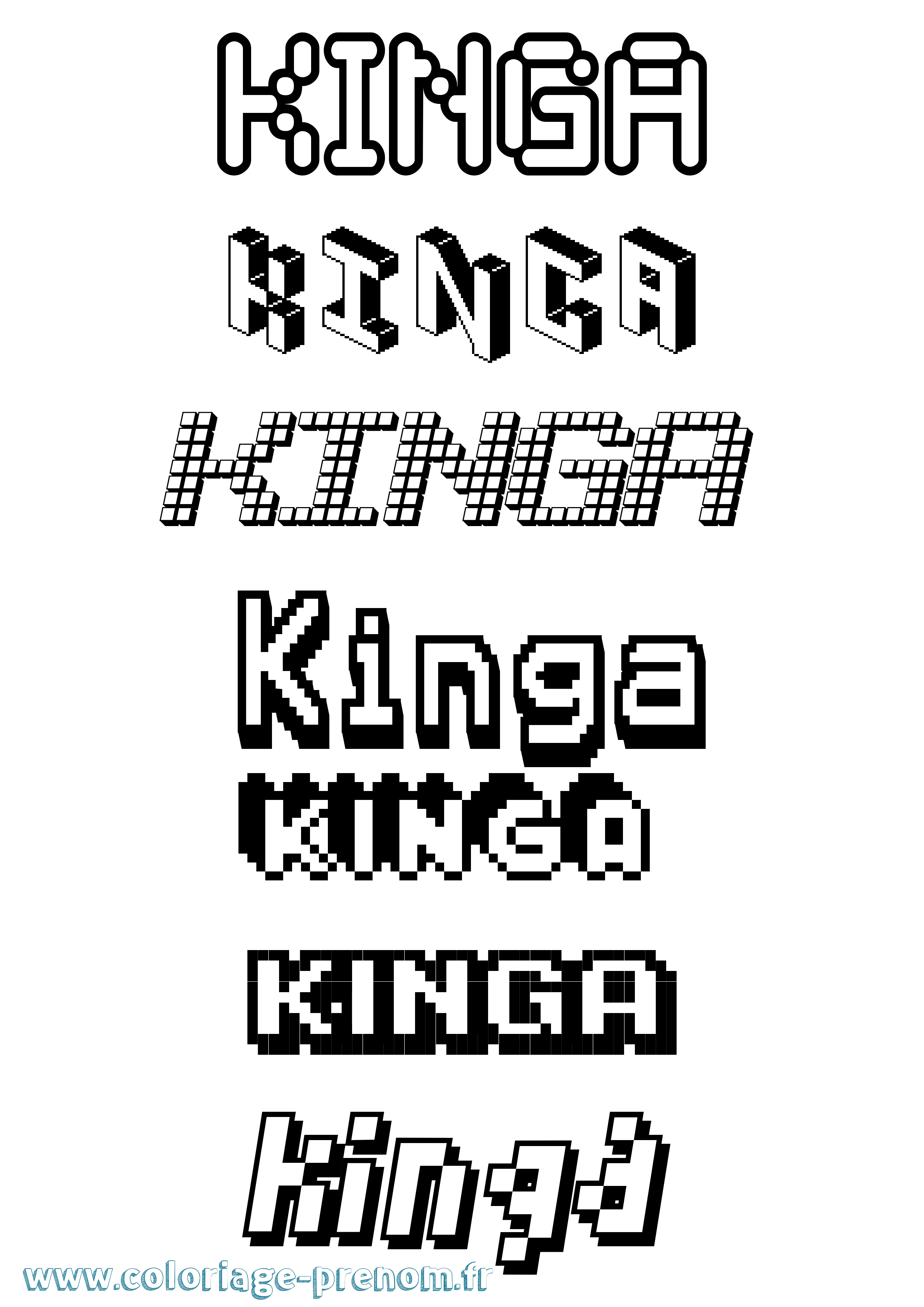 Coloriage prénom Kinga Pixel