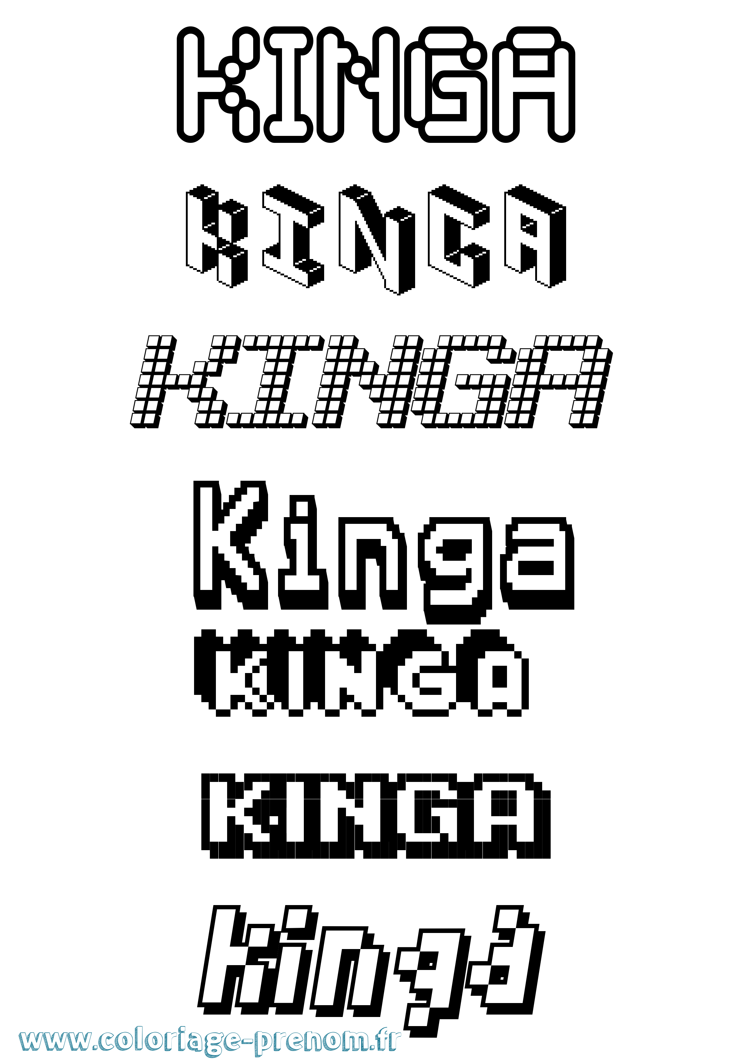 Coloriage Kinga Pixel Coloriage prénom Kinga Pixel