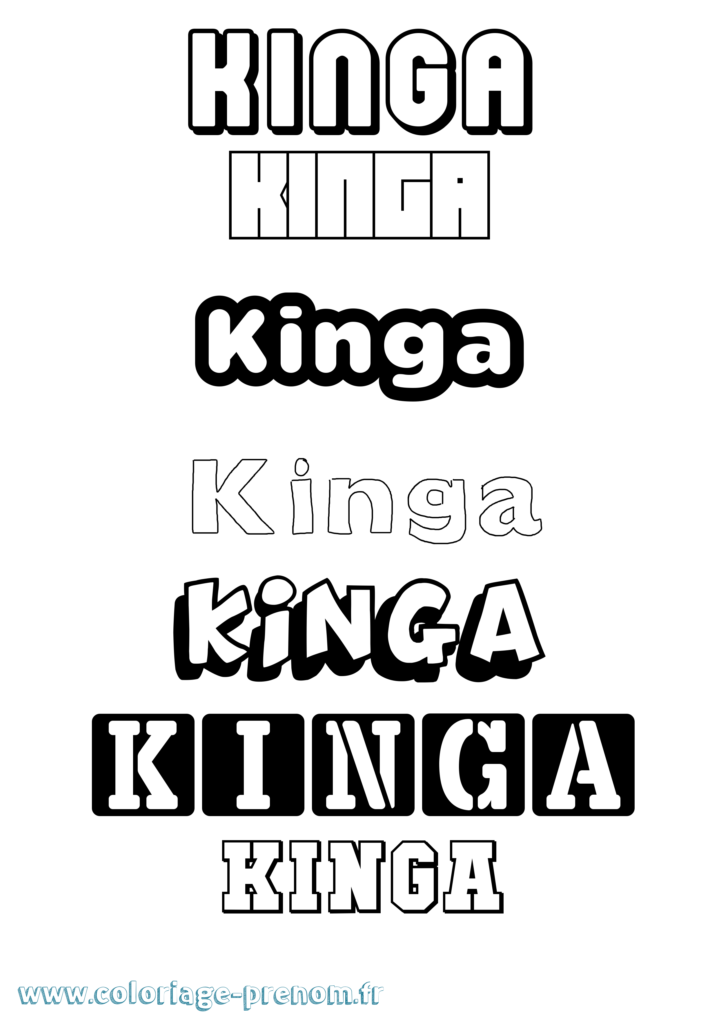 Coloriage prénom Kinga Simple