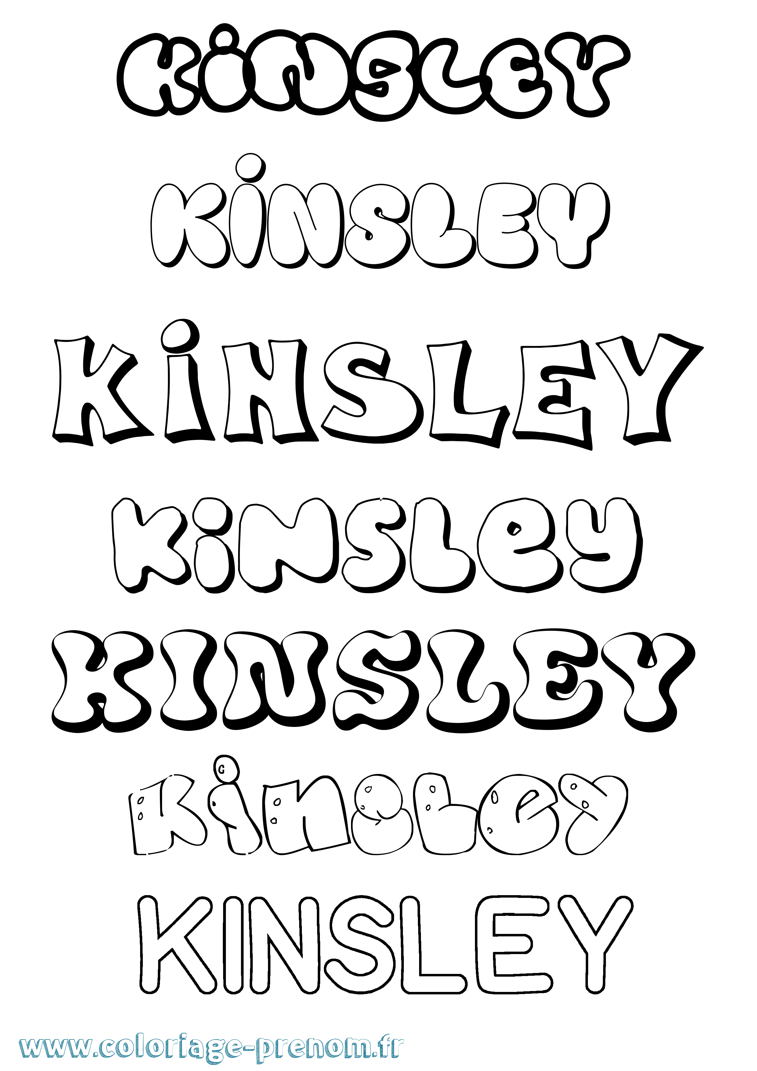 Coloriage prénom Kinsley Bubble