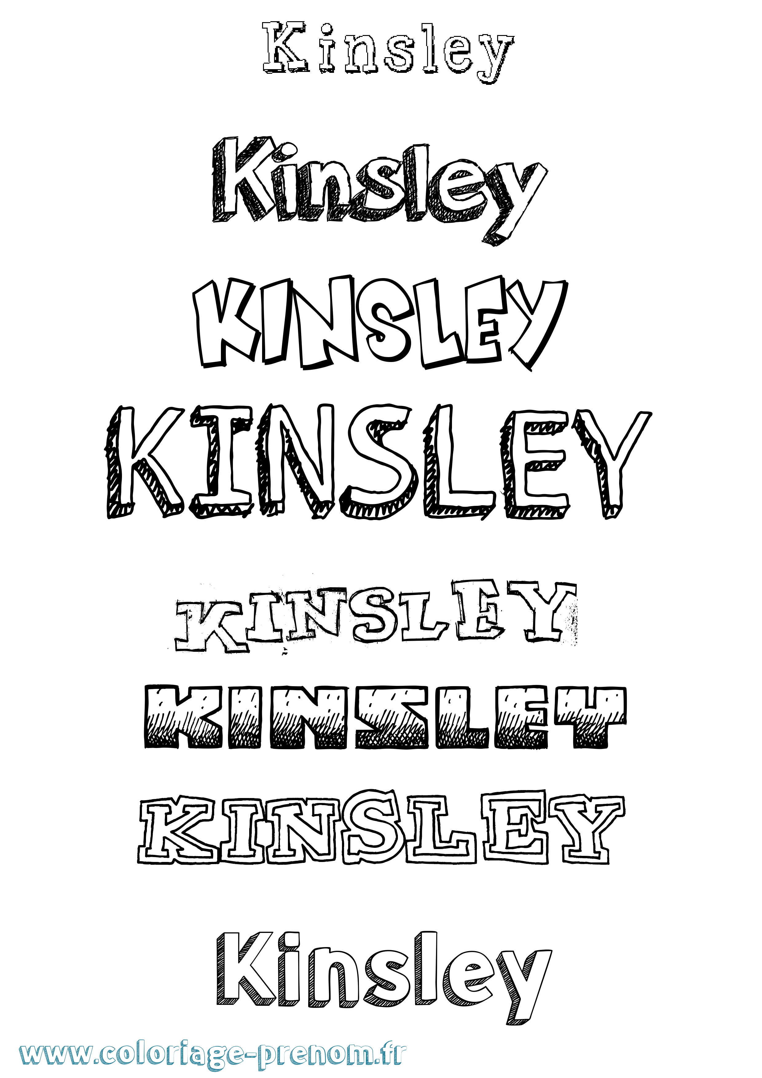 Coloriage prénom Kinsley Dessiné