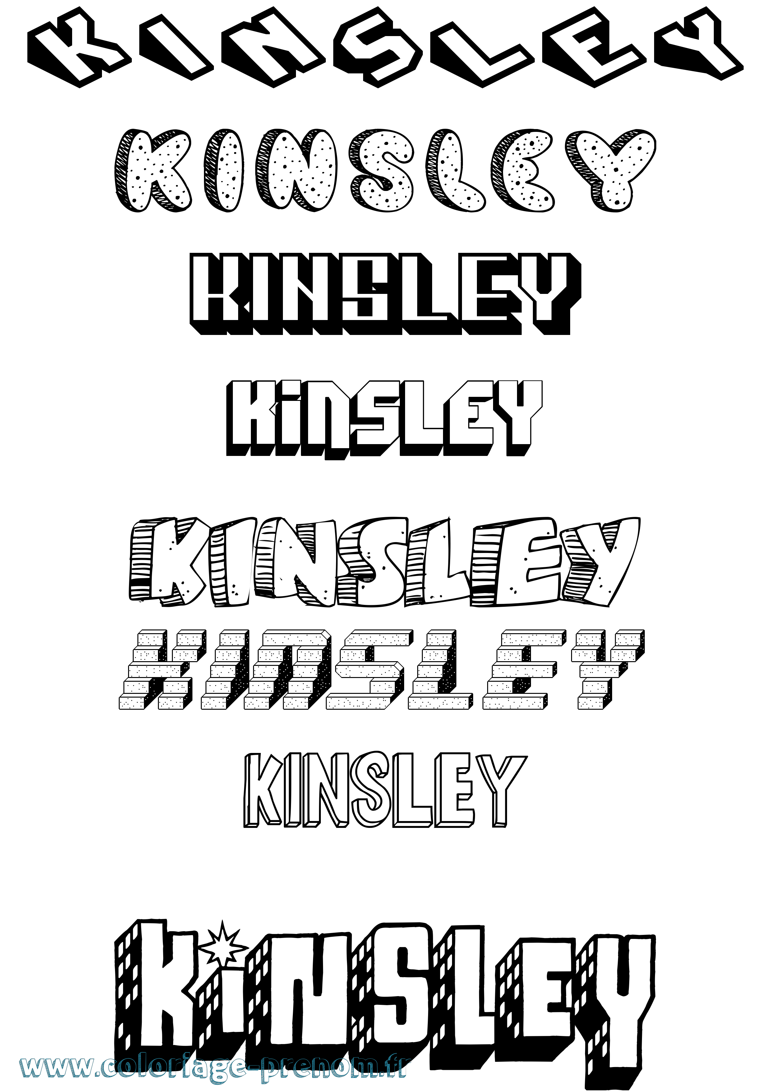 Coloriage prénom Kinsley Effet 3D