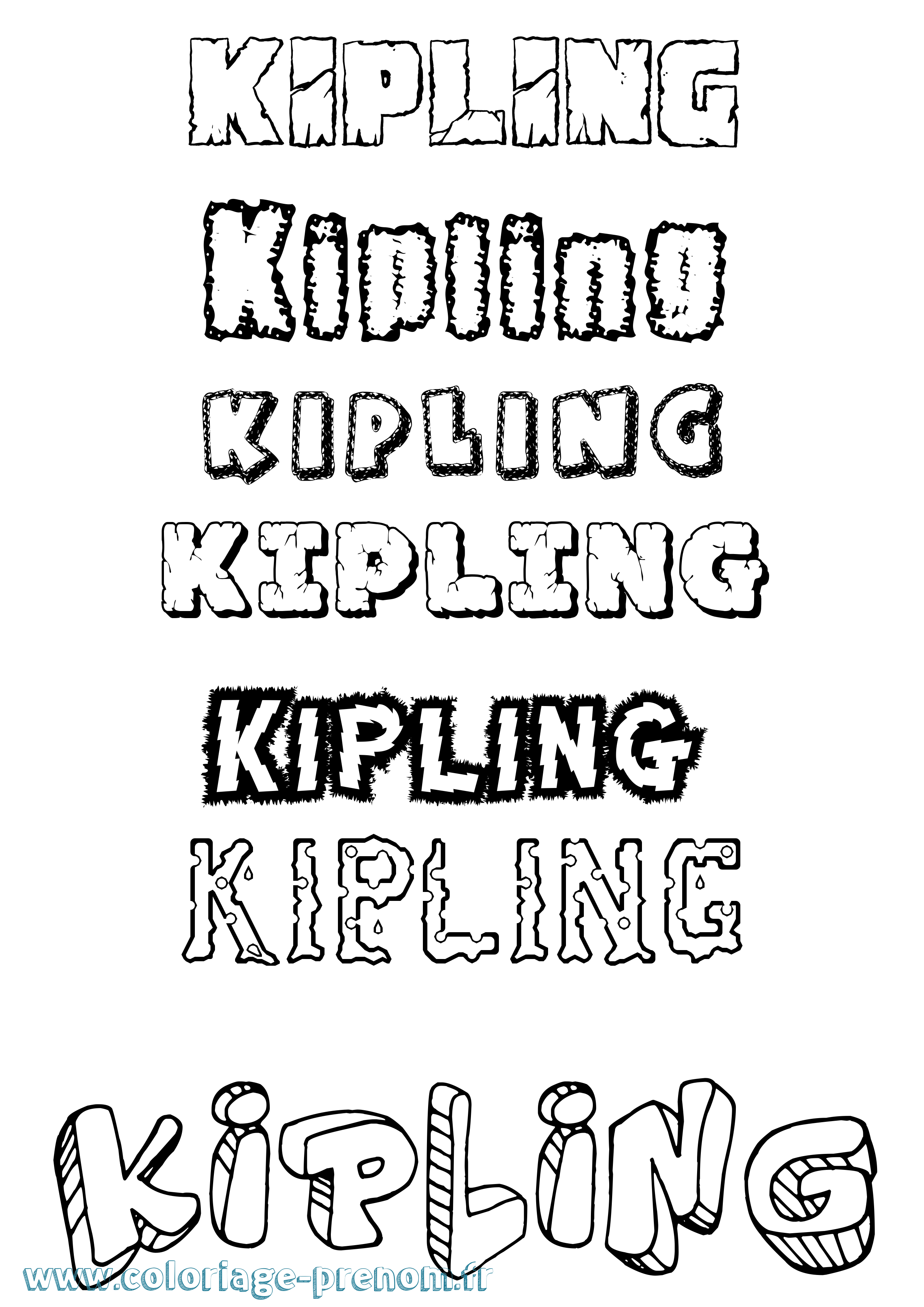 Coloriage Kipling Destructuré Coloriage prénom Kipling Destructuré