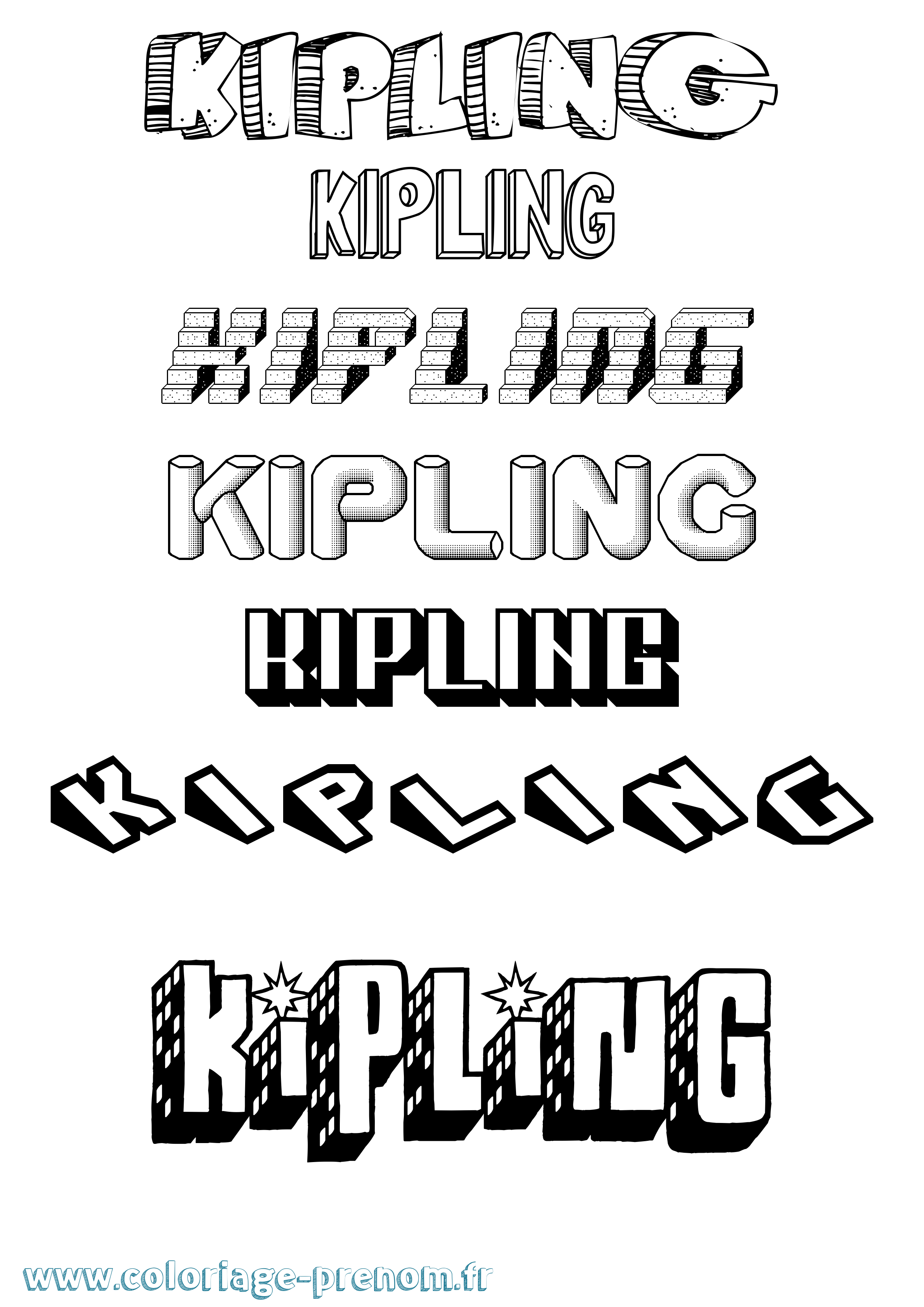 Coloriage Kipling Effet 3D Coloriage prénom Kipling Effet 3D