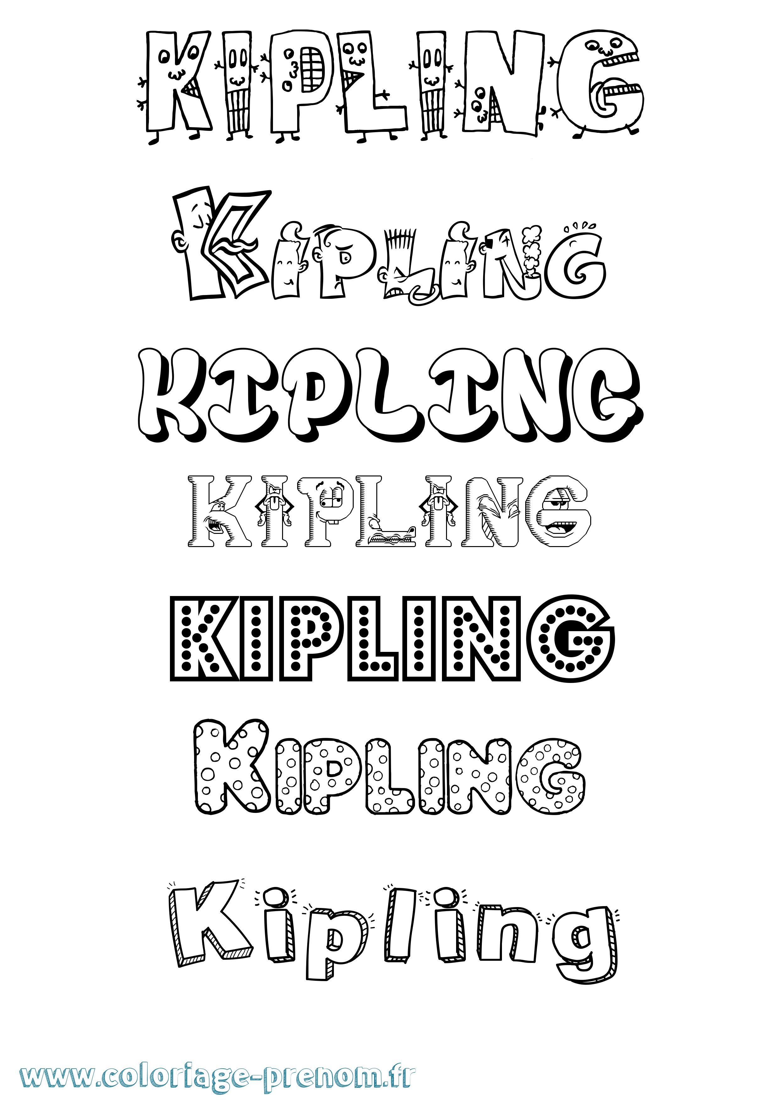 Coloriage Kipling Fun Coloriage prénom Kipling Fun