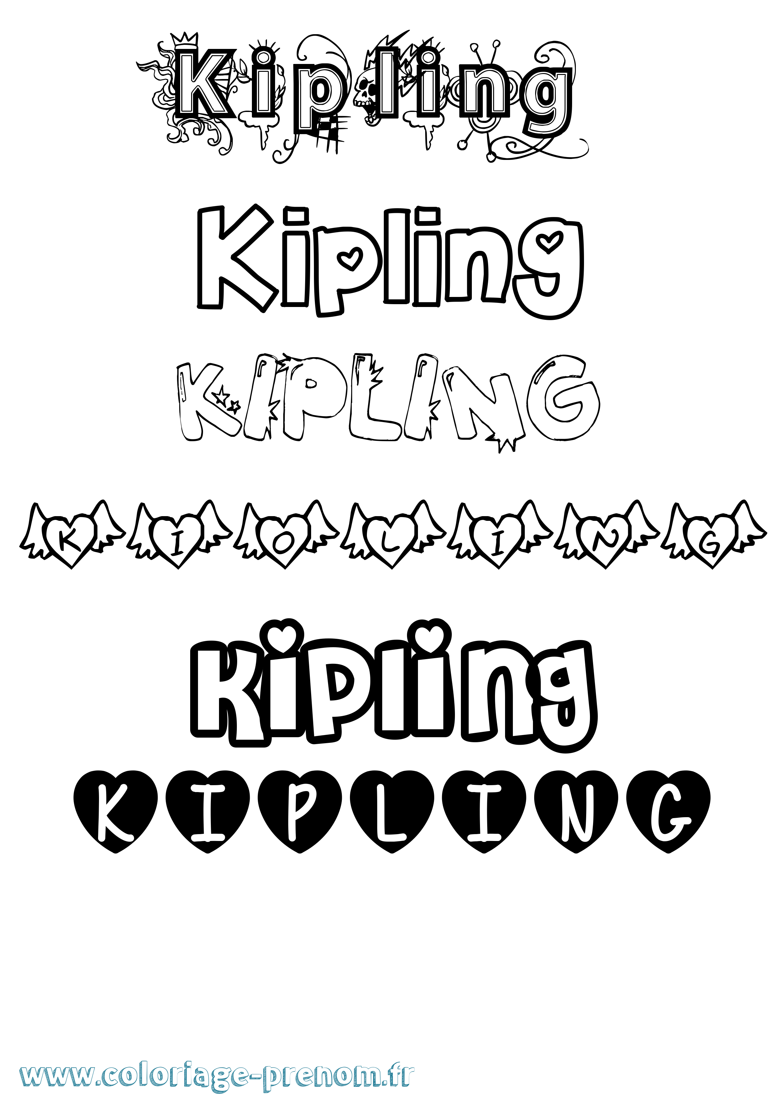 Coloriage Kipling Girly Coloriage prénom Kipling Girly