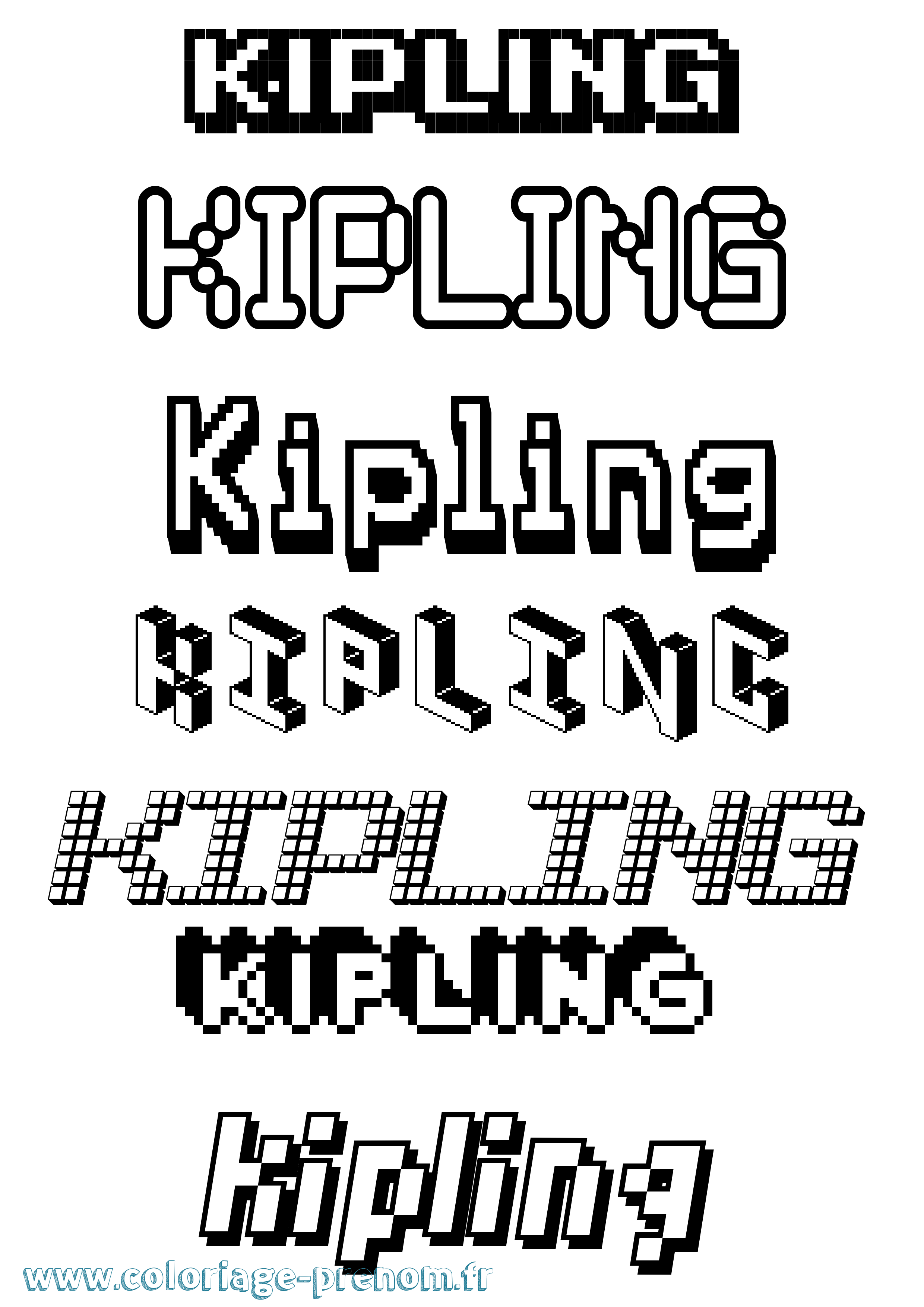 Coloriage Kipling Pixel Coloriage prénom Kipling Pixel