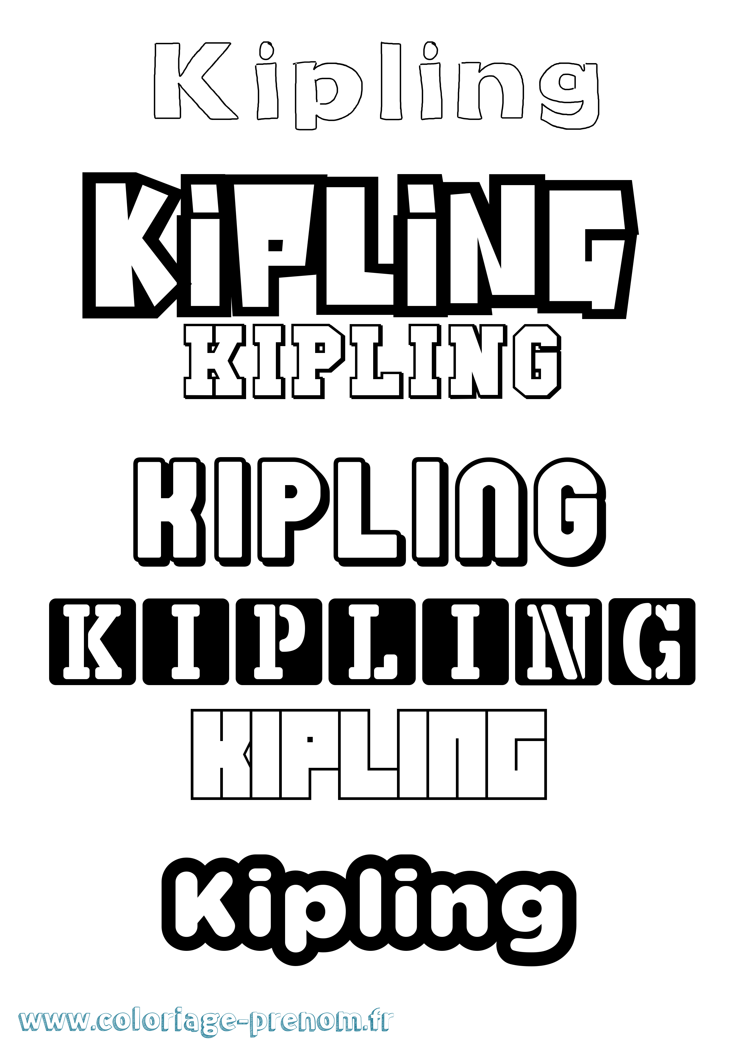 Coloriage Kipling Simple Coloriage prénom Kipling Simple