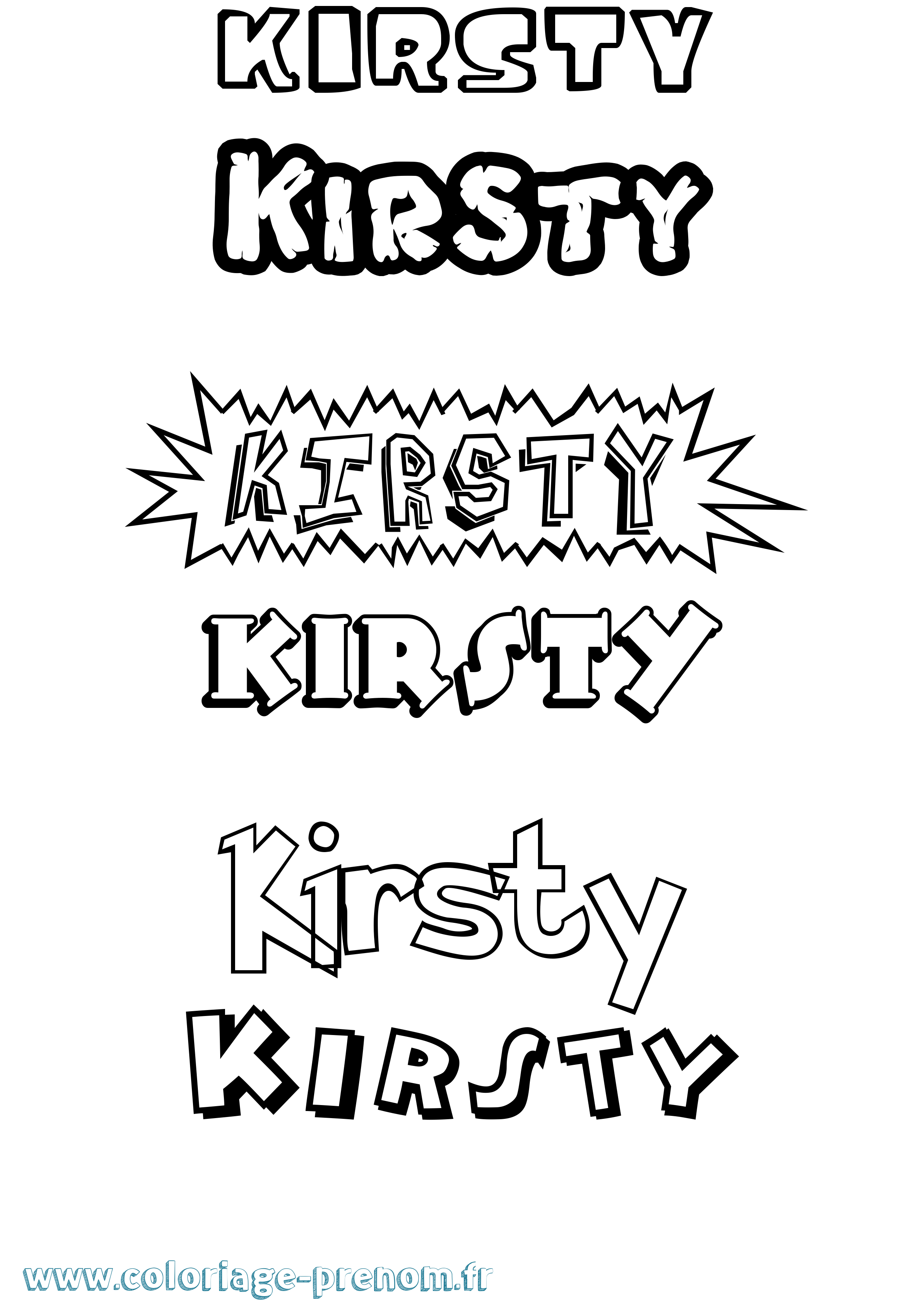 Coloriage prénom Kirsty Dessin Animé