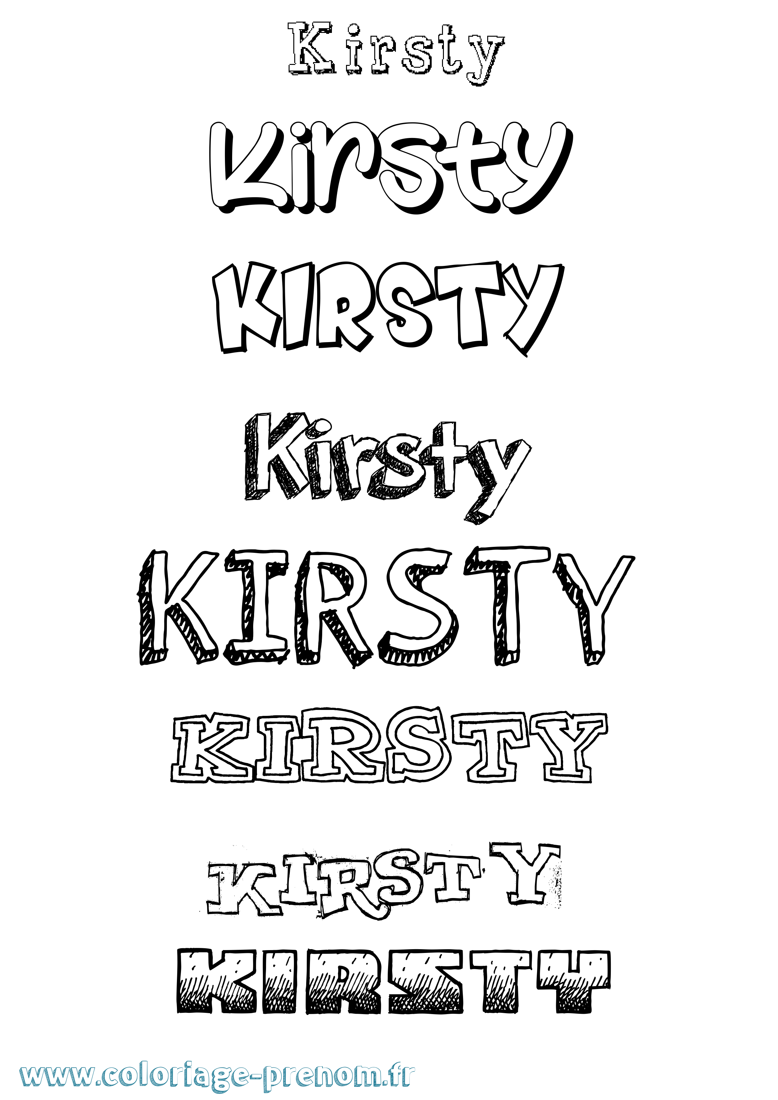 Coloriage prénom Kirsty Dessiné