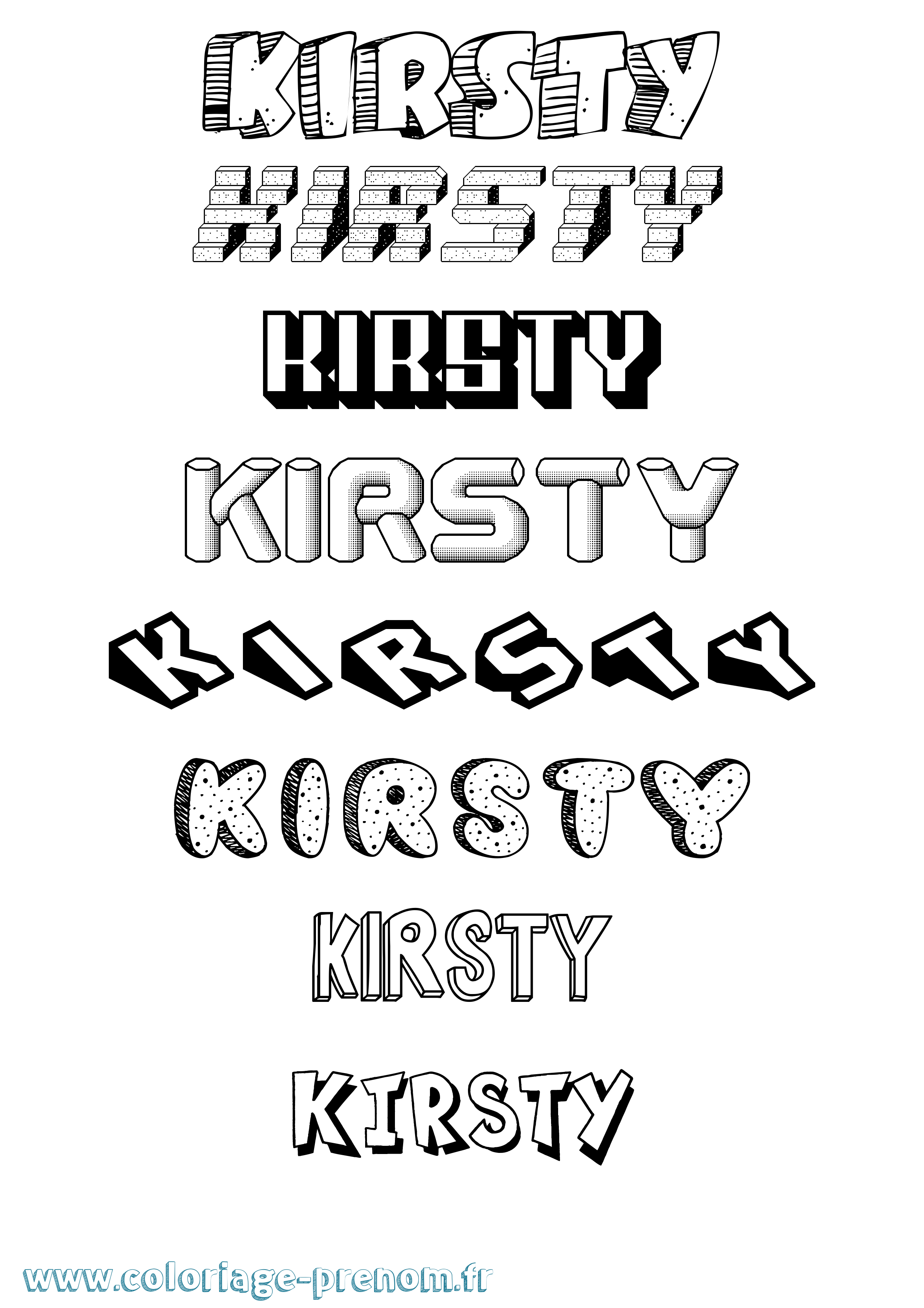 Coloriage prénom Kirsty Effet 3D