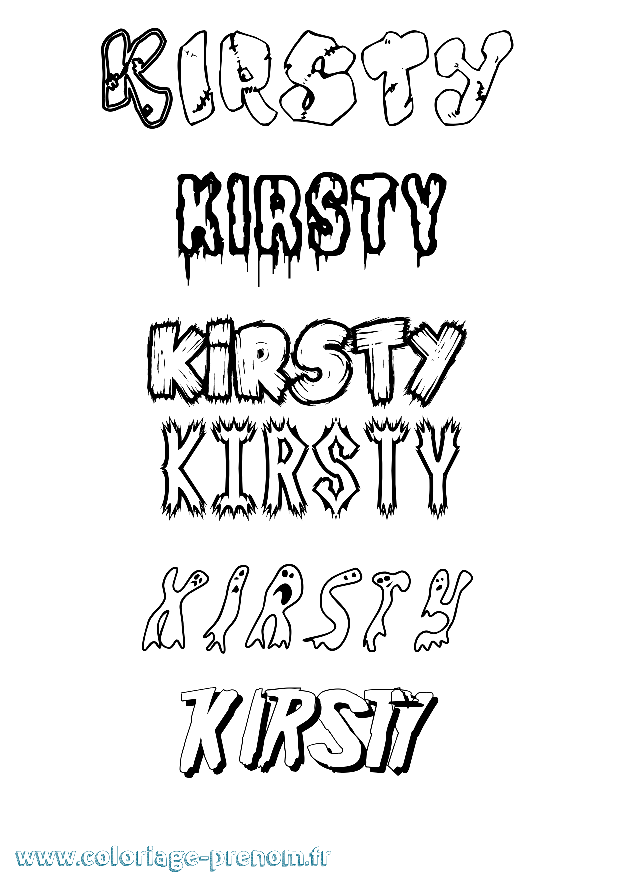 Coloriage prénom Kirsty Frisson