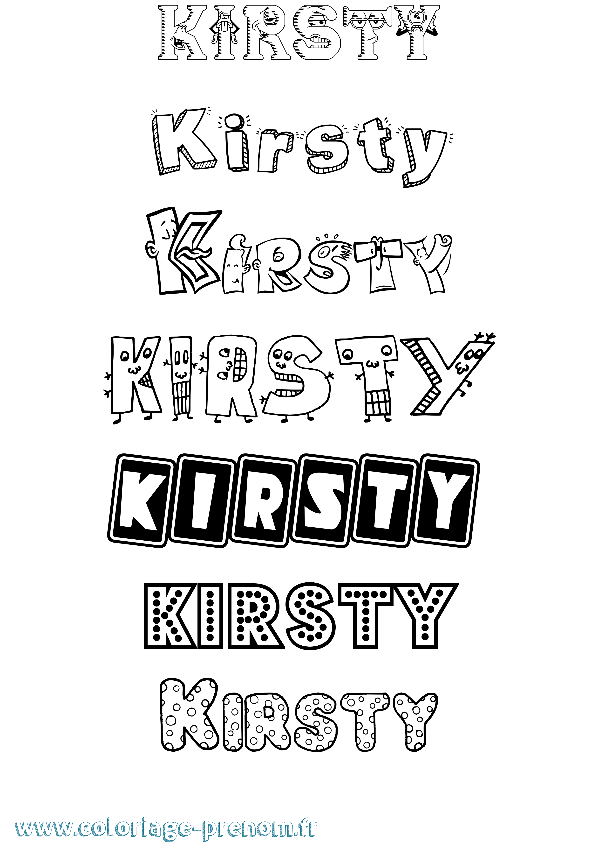Coloriage prénom Kirsty Fun