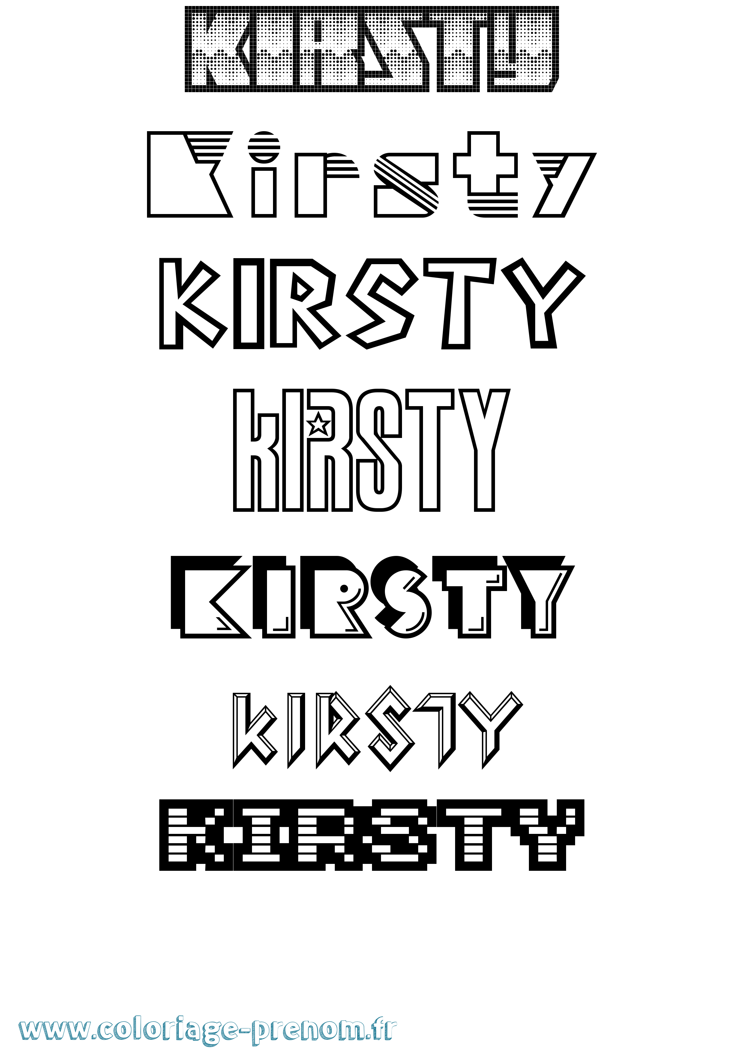Coloriage prénom Kirsty Jeux Vidéos
