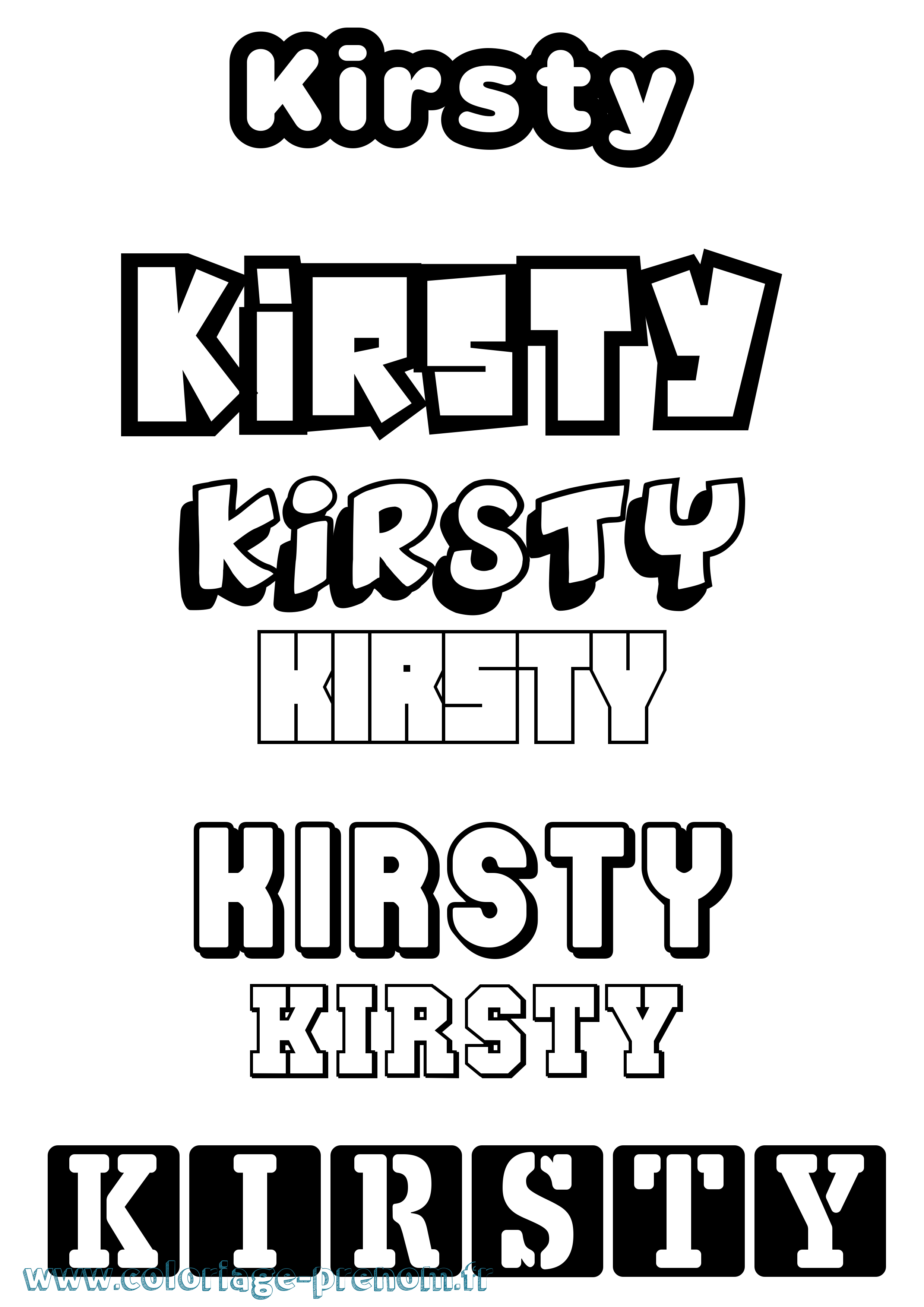 Coloriage prénom Kirsty Simple