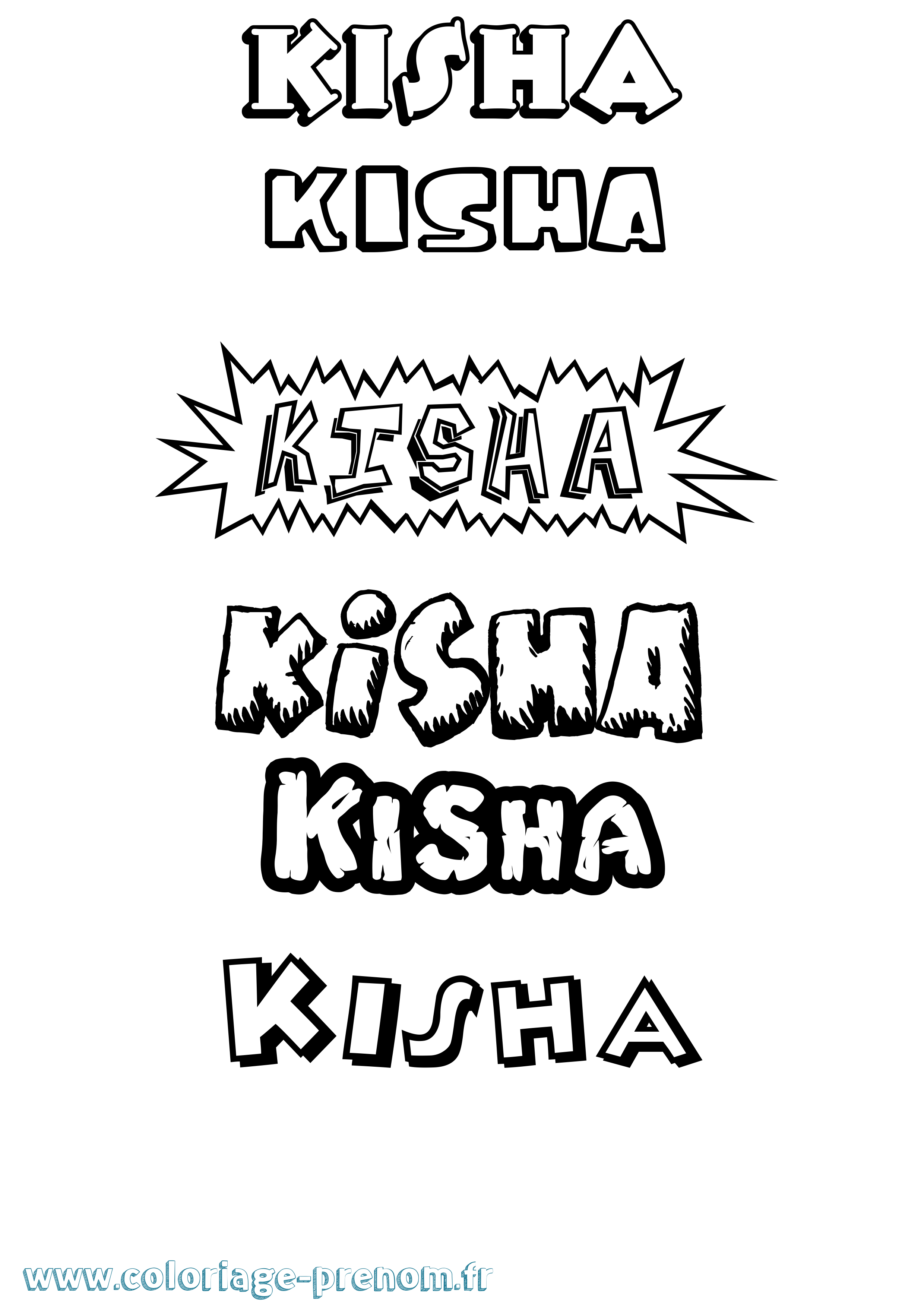 Coloriage prénom Kisha Dessin Animé
