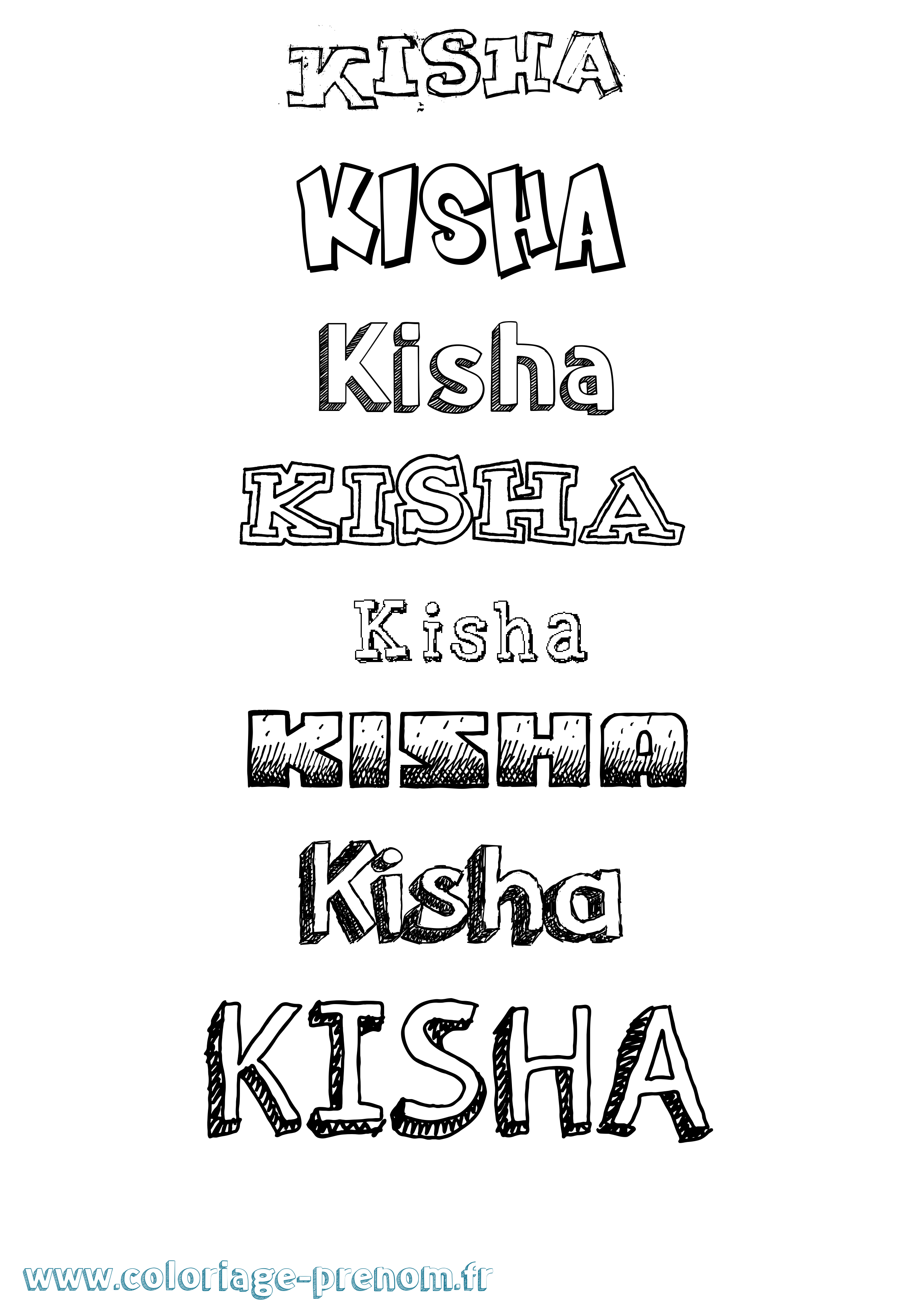 Coloriage prénom Kisha Dessiné