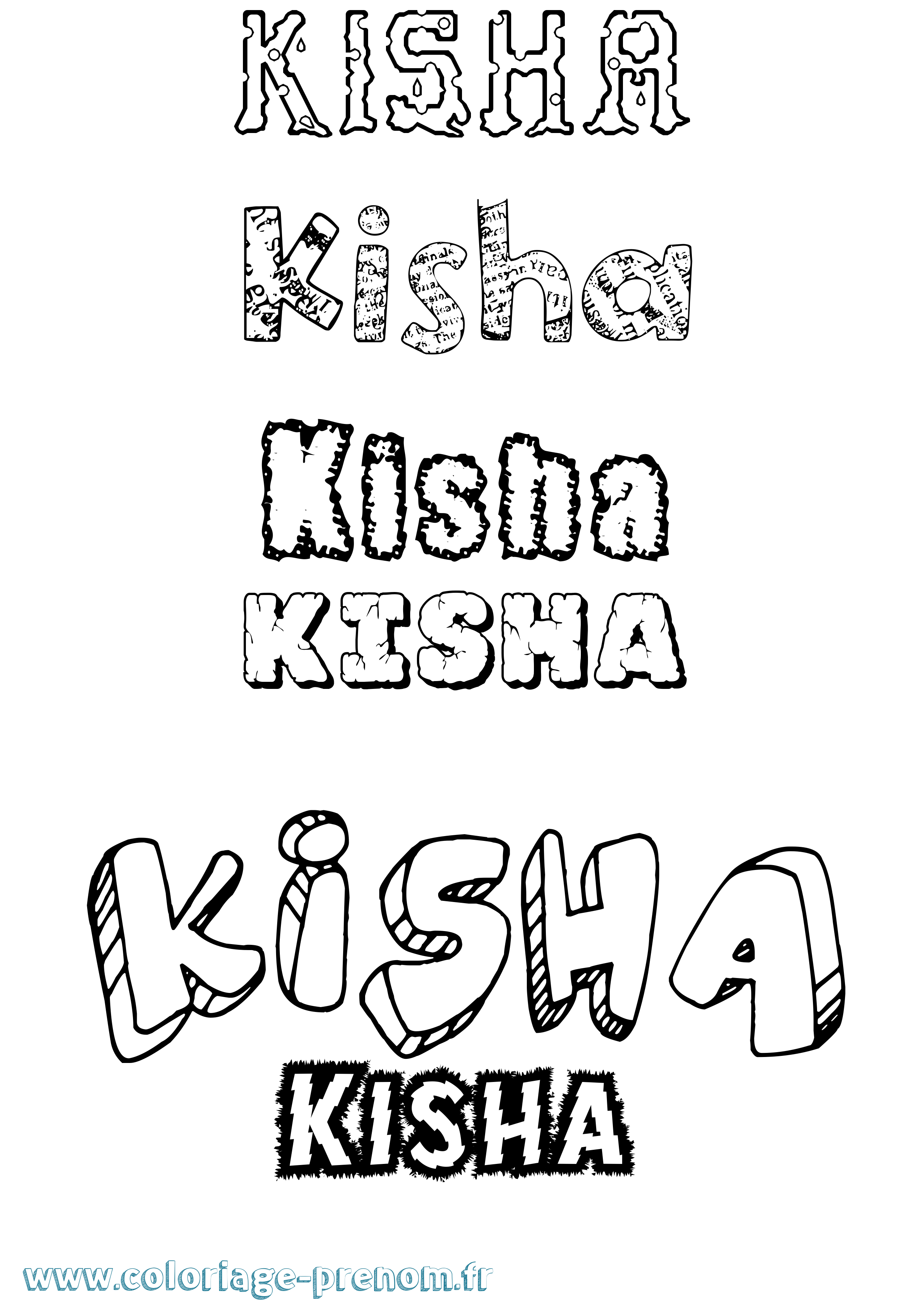 Coloriage prénom Kisha Destructuré