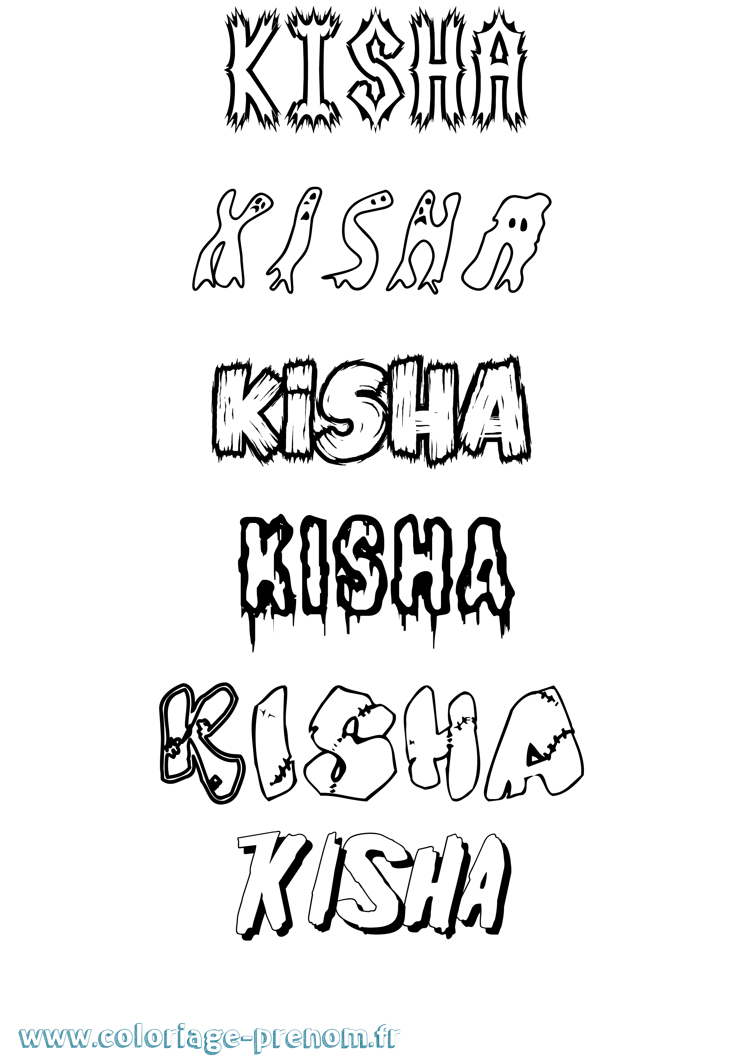 Coloriage prénom Kisha Frisson