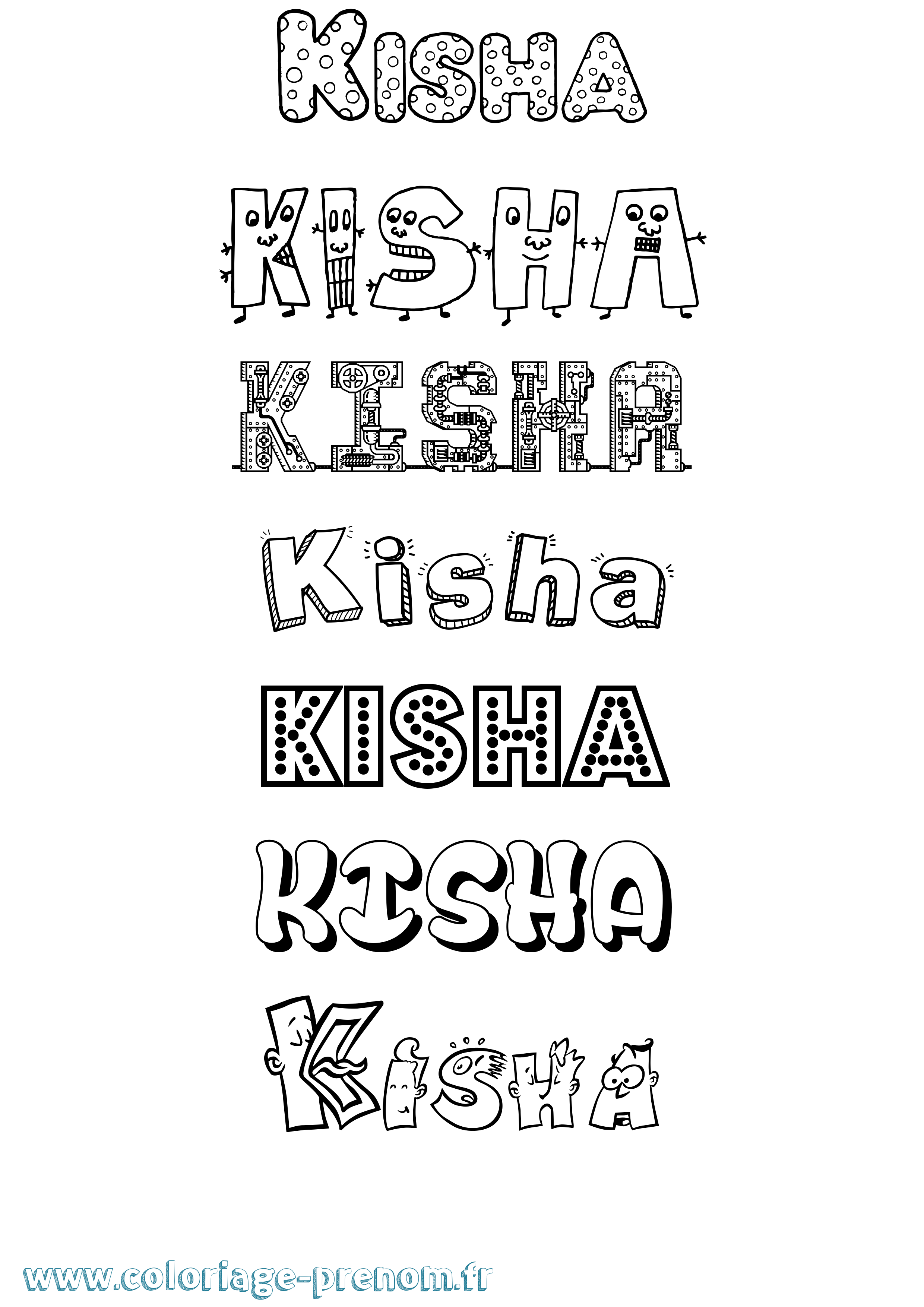 Coloriage prénom Kisha Fun