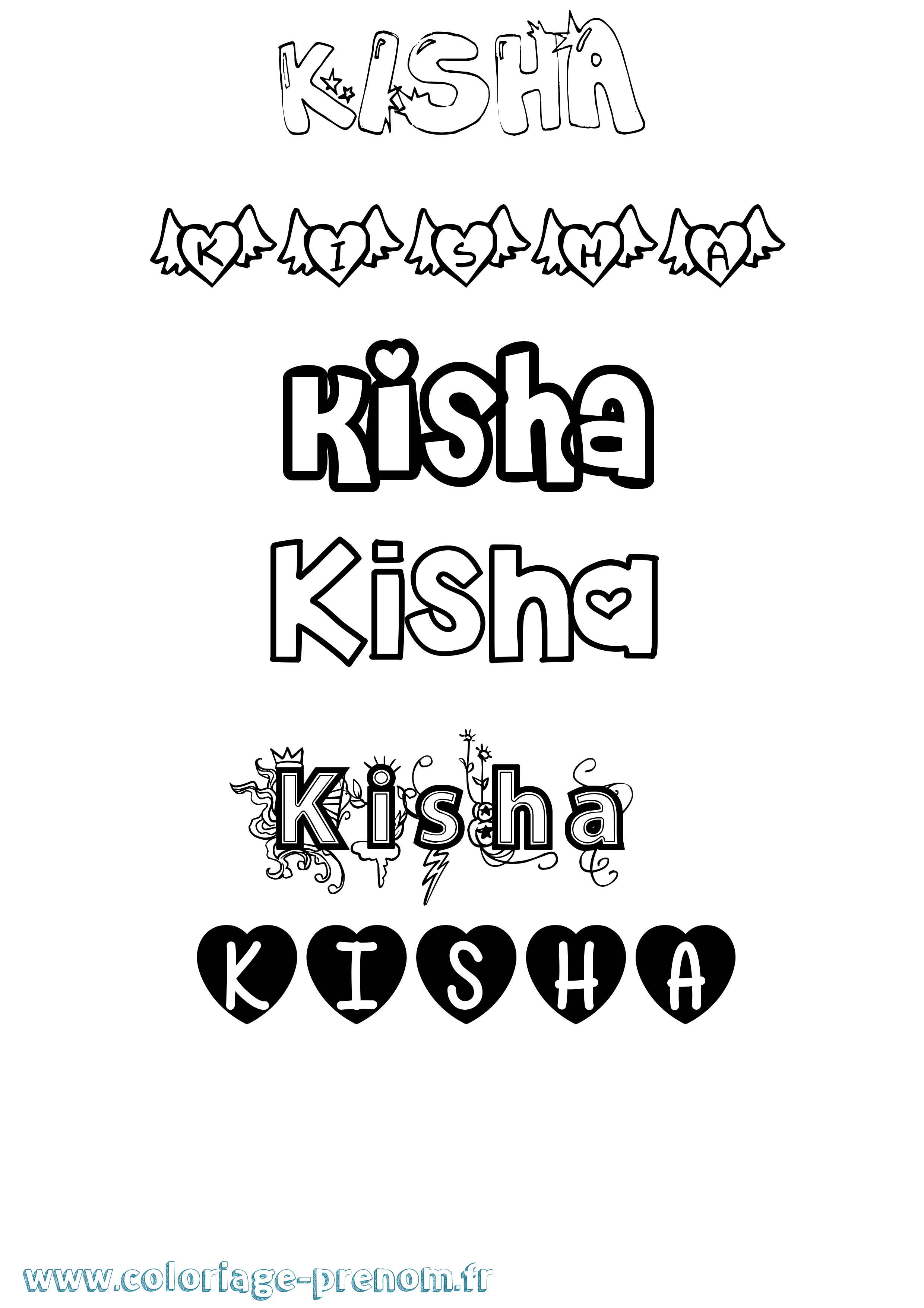 Coloriage prénom Kisha Girly
