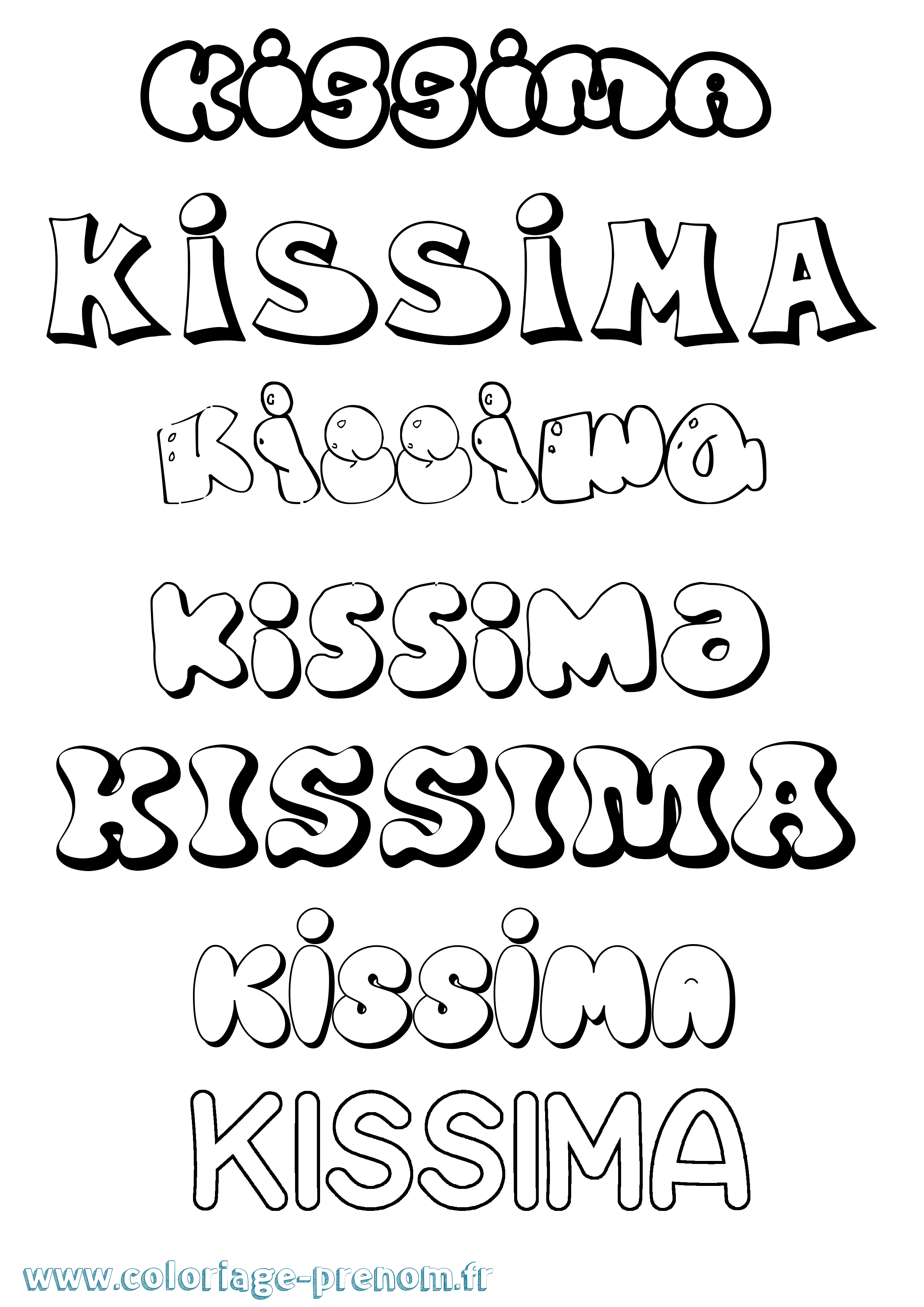 Coloriage prénom Kissima Bubble