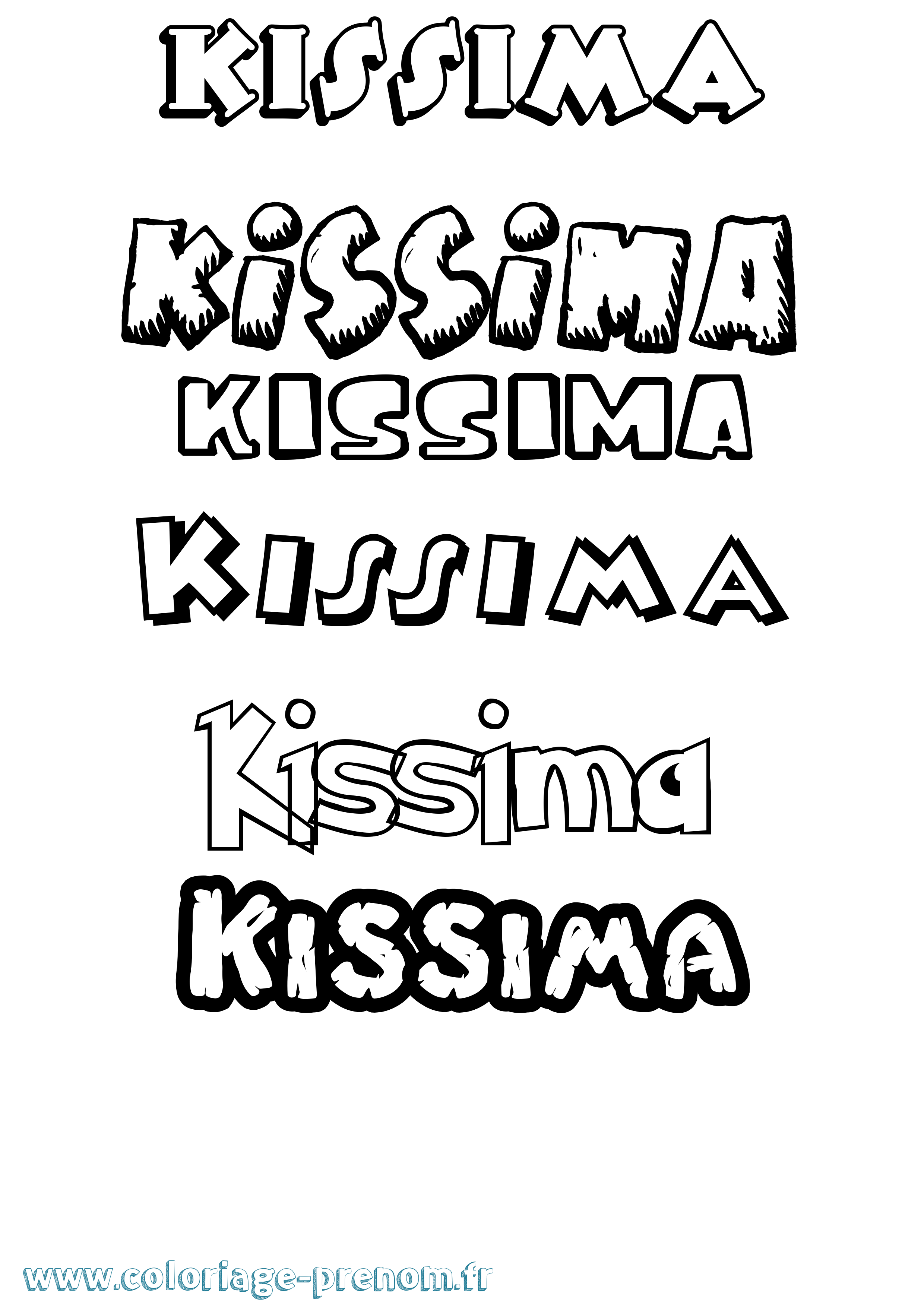 Coloriage prénom Kissima Dessin Animé