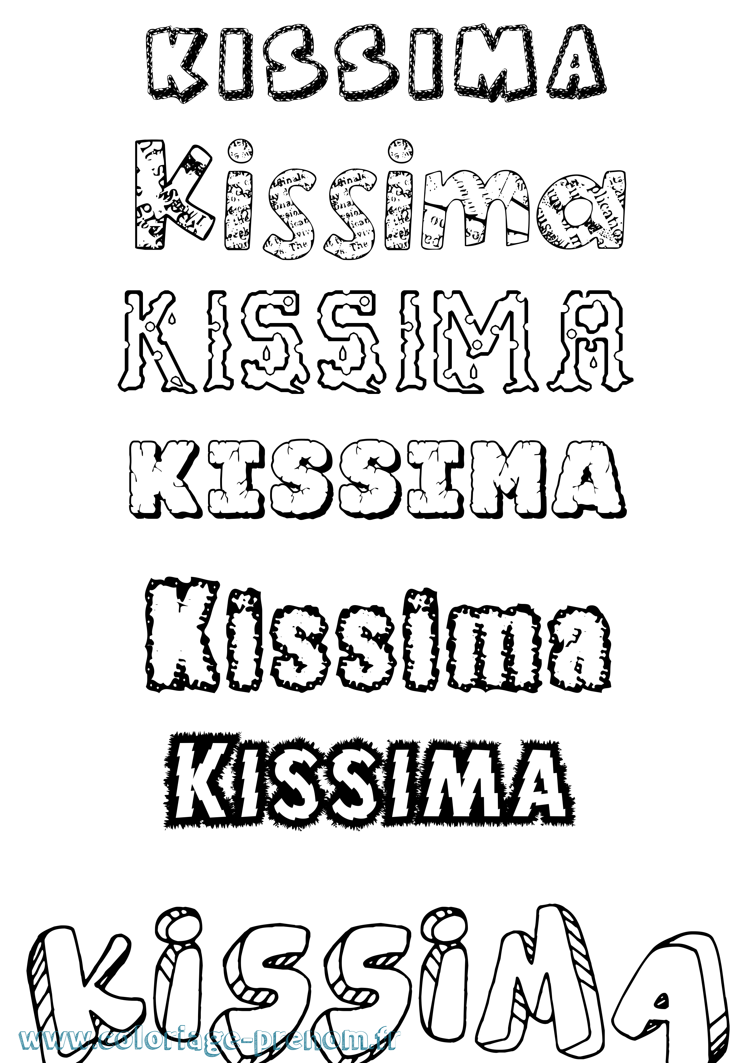 Coloriage prénom Kissima Destructuré