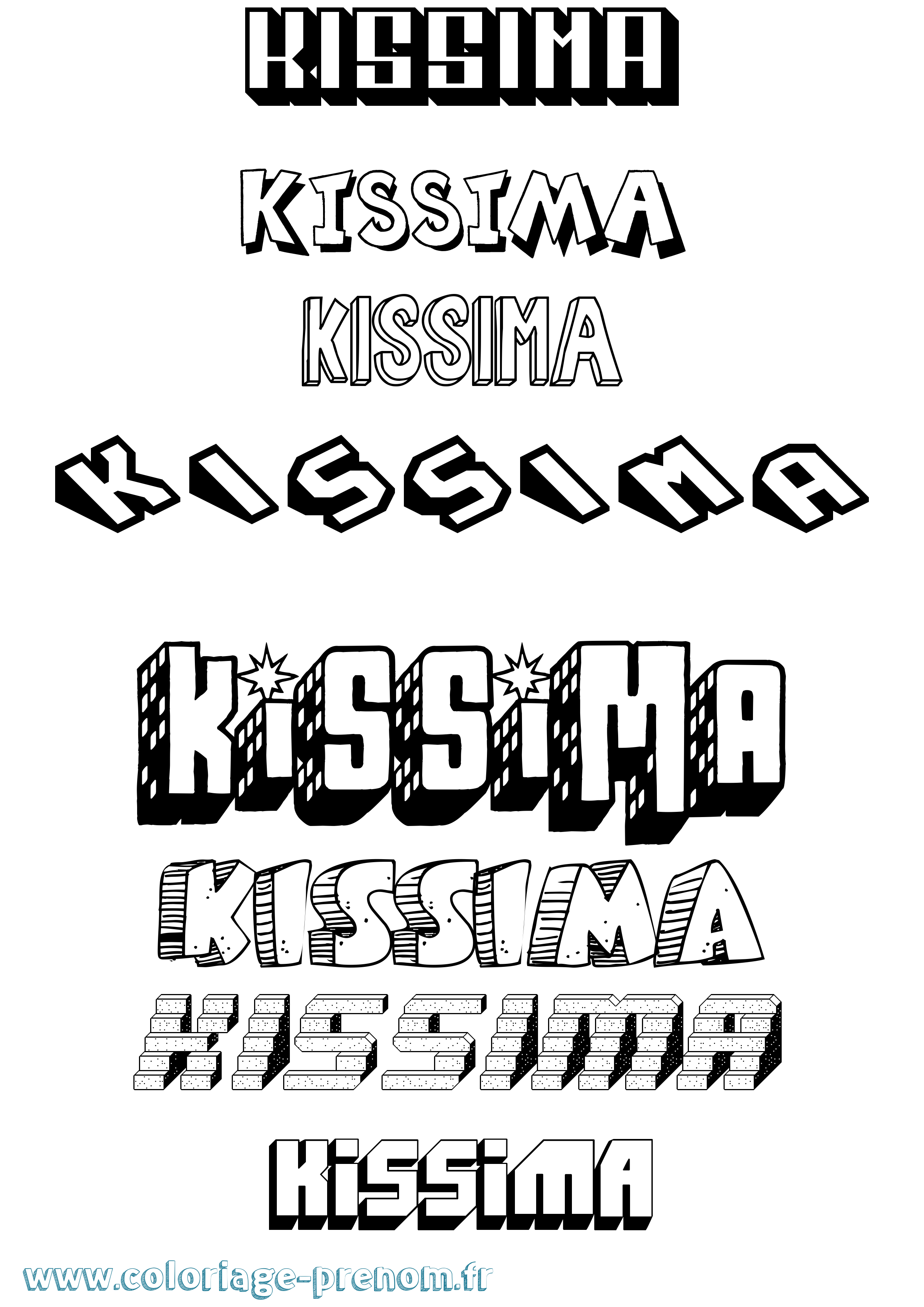 Coloriage prénom Kissima Effet 3D