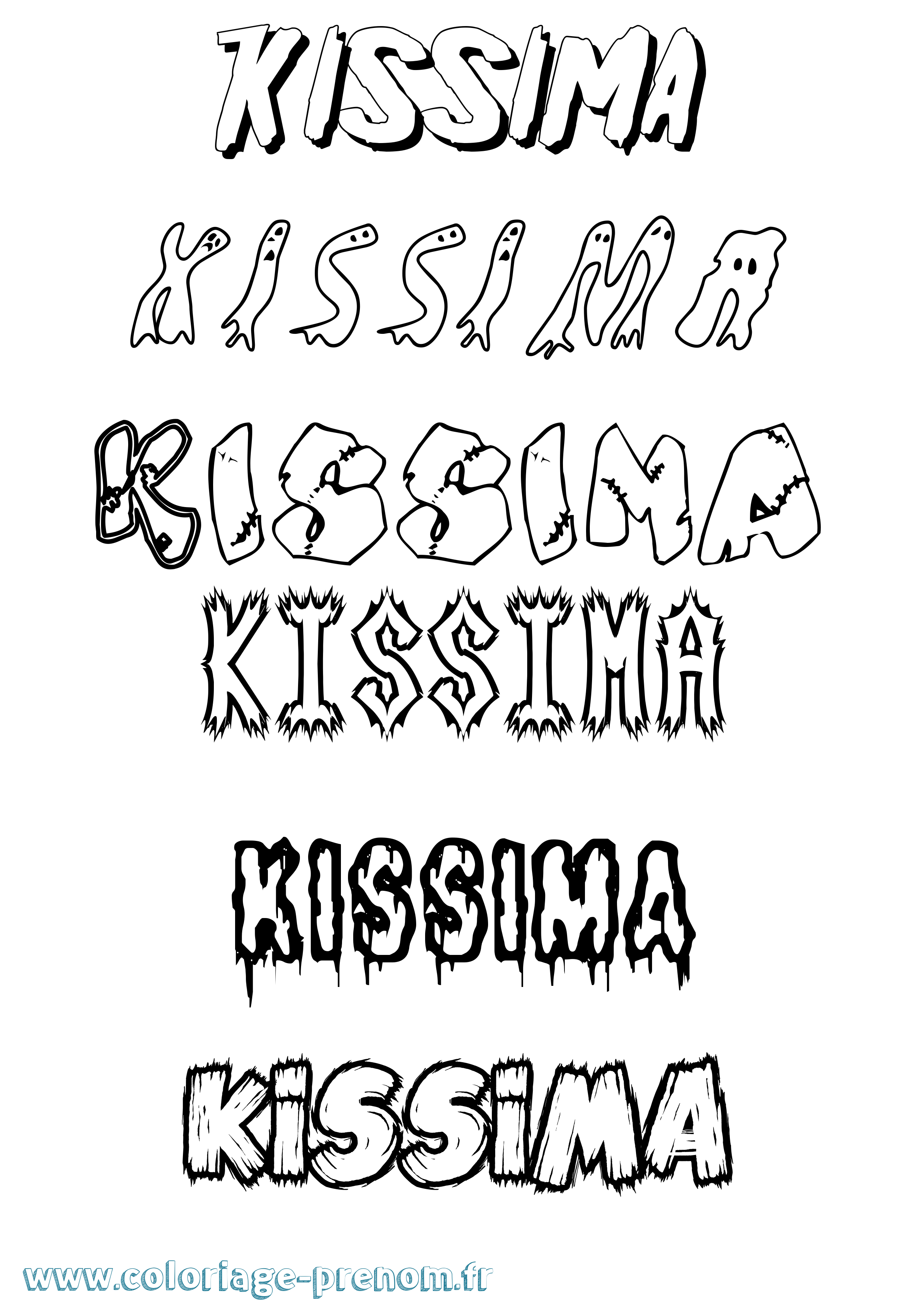 Coloriage prénom Kissima Frisson